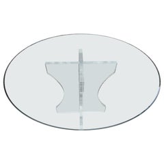Mesa de comedor con pedestal estilo Charles Hollis Jones de lucita gruesa Mediados de siglo