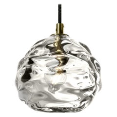 Thick Clear Happy Pendant Light, Line Voltage, Hand Blown Glass - Made to Order