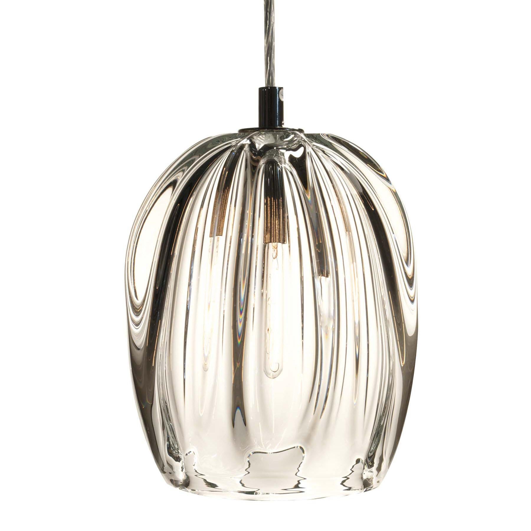 Barnacle Large Barrel Clear Pendant Ligh, Hand Blown Thick Glass - Made to Order