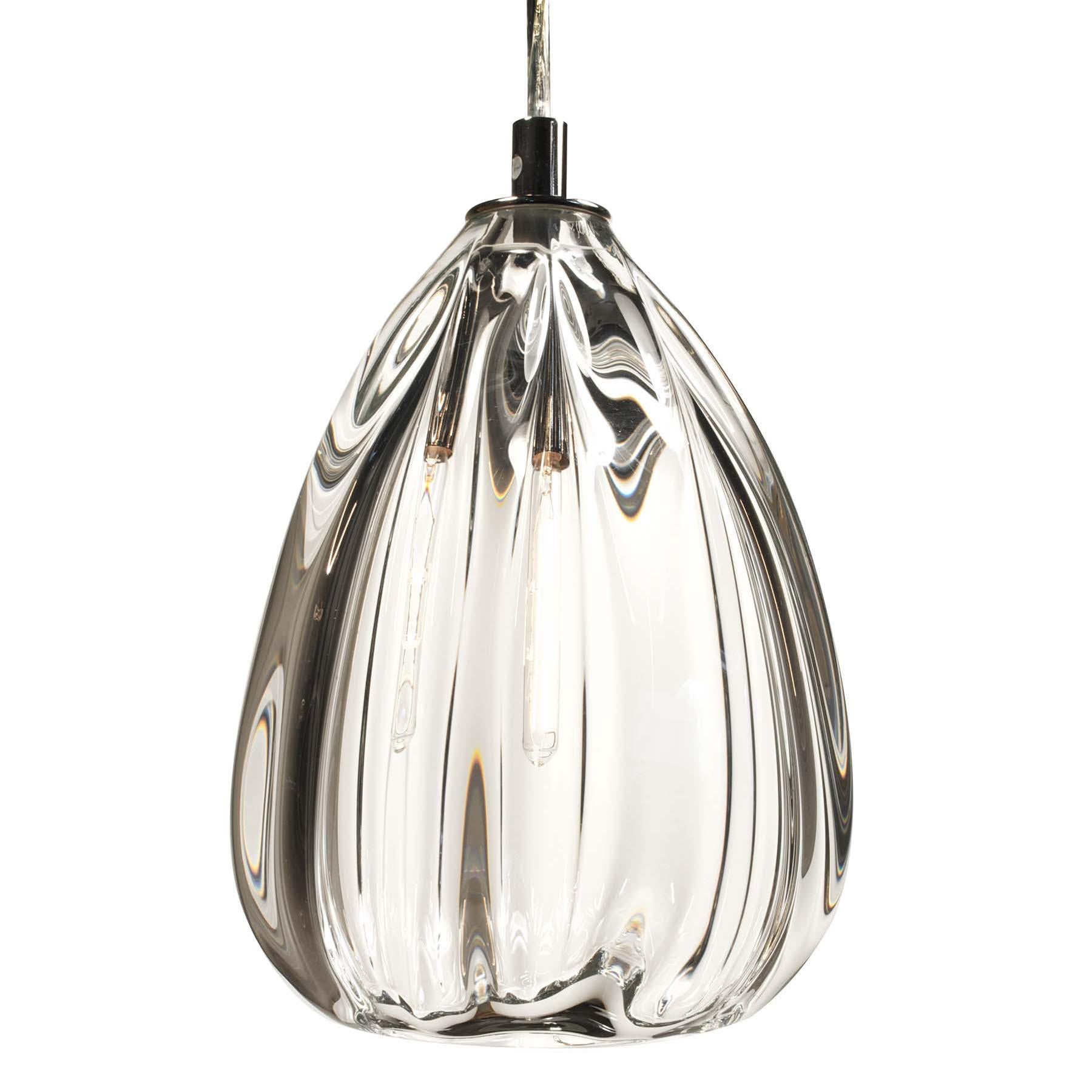 Barnacle Large Cone Clear Pendant Light, Hand Blown Thick Glass - Made to Order For Sale