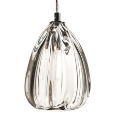 Grande lampe à suspension conique Barnacle, en verre épais soufflé à la main, fabriquée sur commande