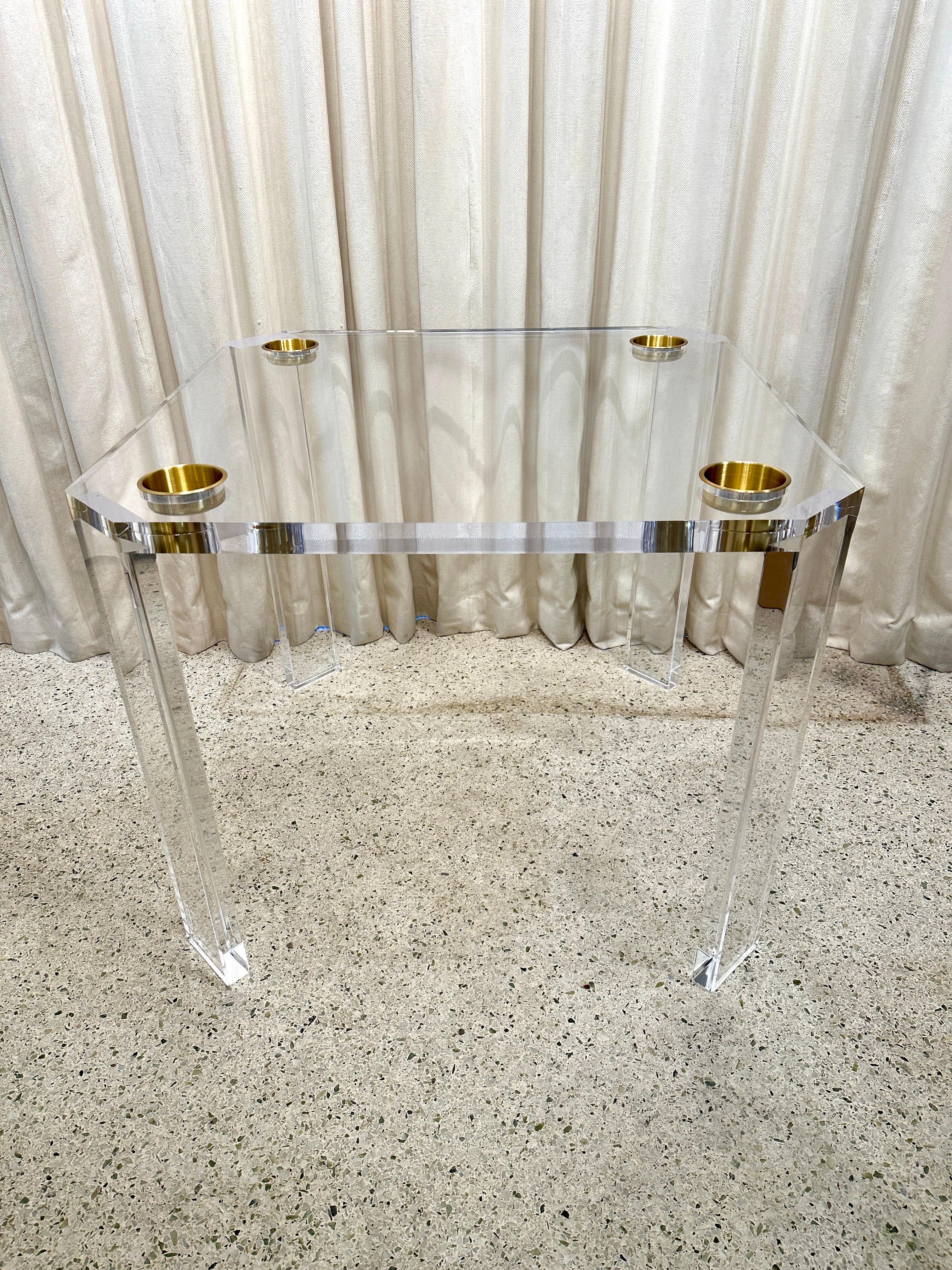 Thick Custom Lucite Game Table w/ Insets 5