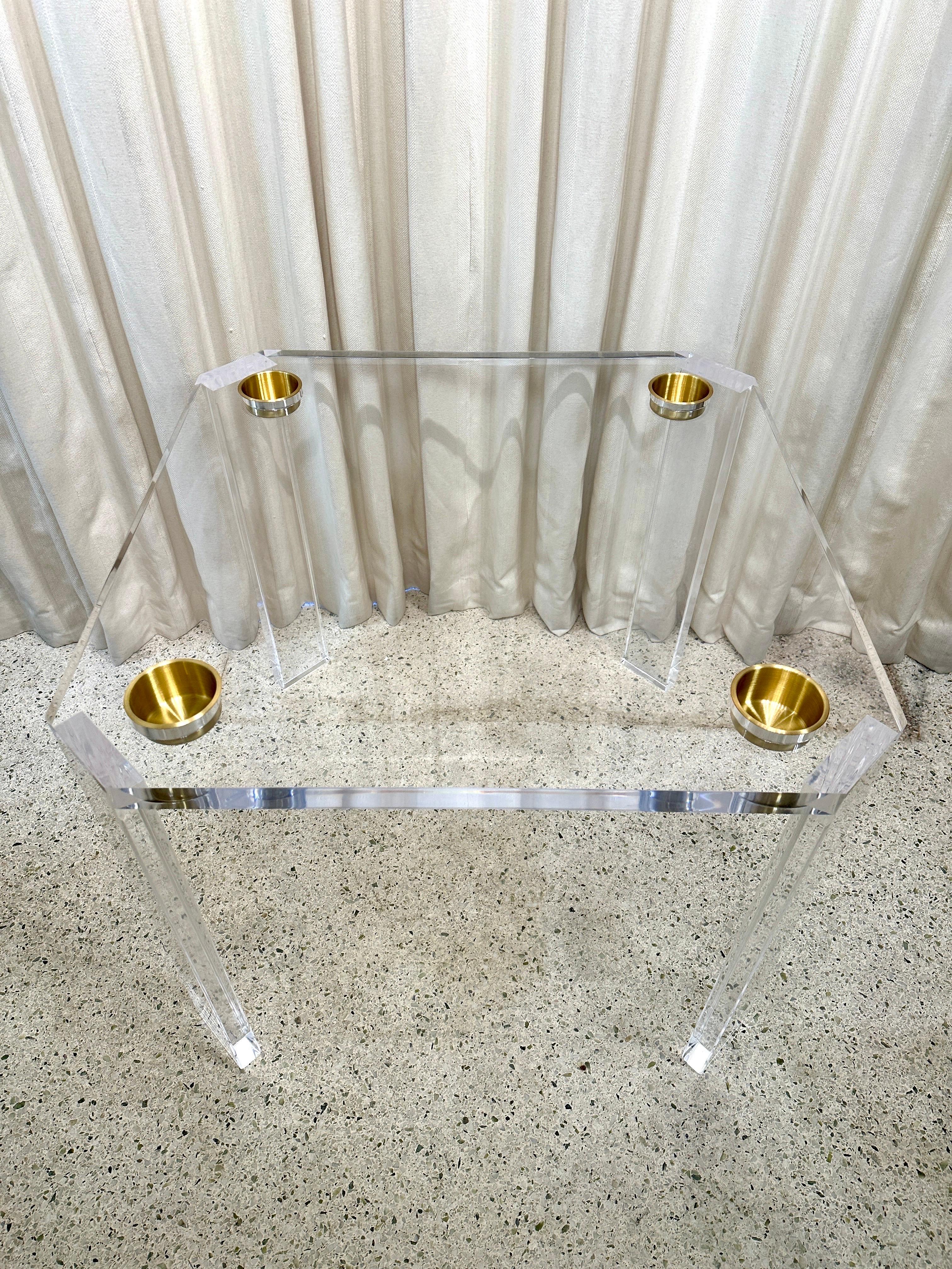 Thick Custom Lucite Game Table w/ Insets 7
