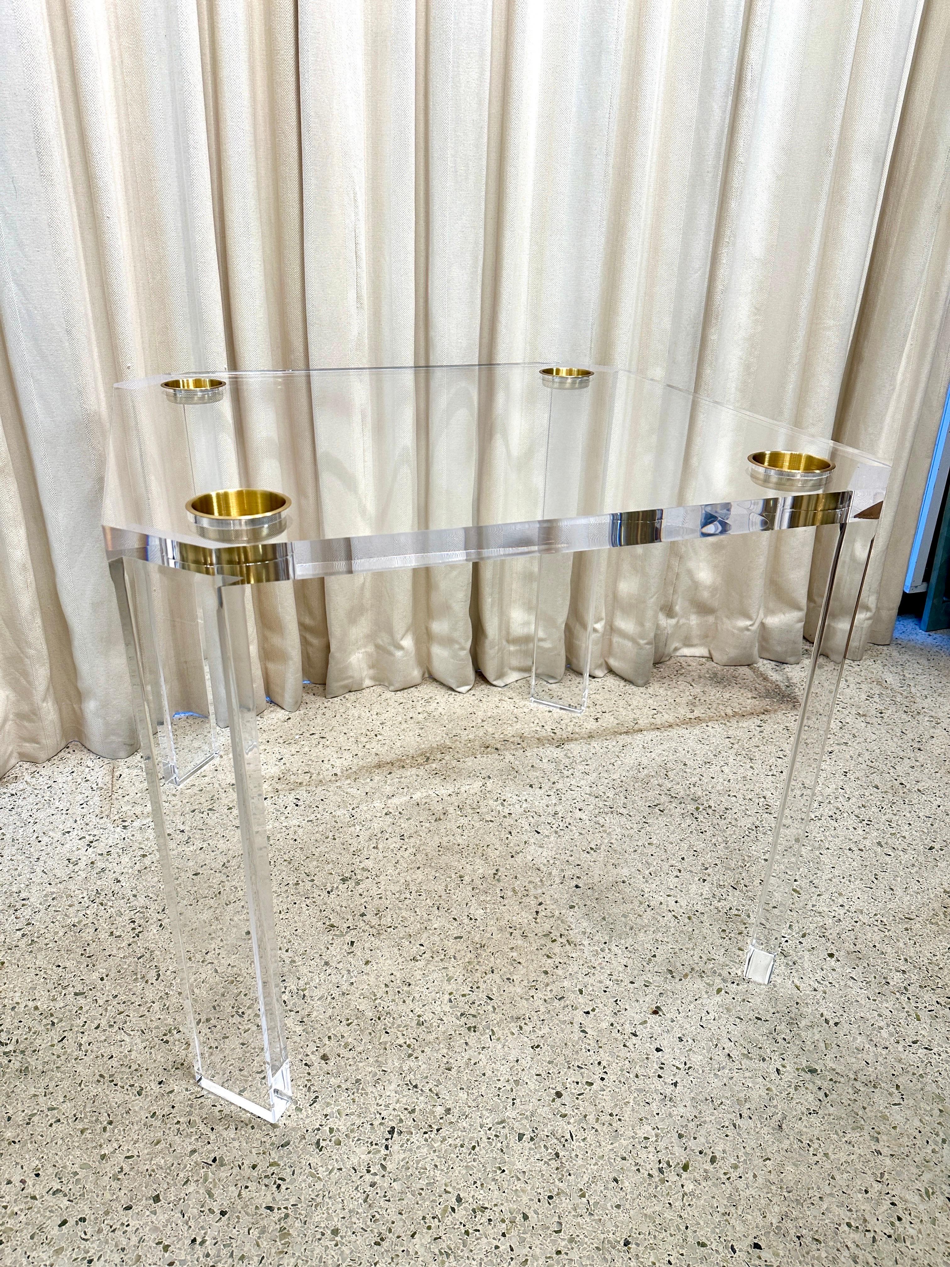 Thick Custom Lucite Game Table w/ Insets In Good Condition In East Hampton, NY