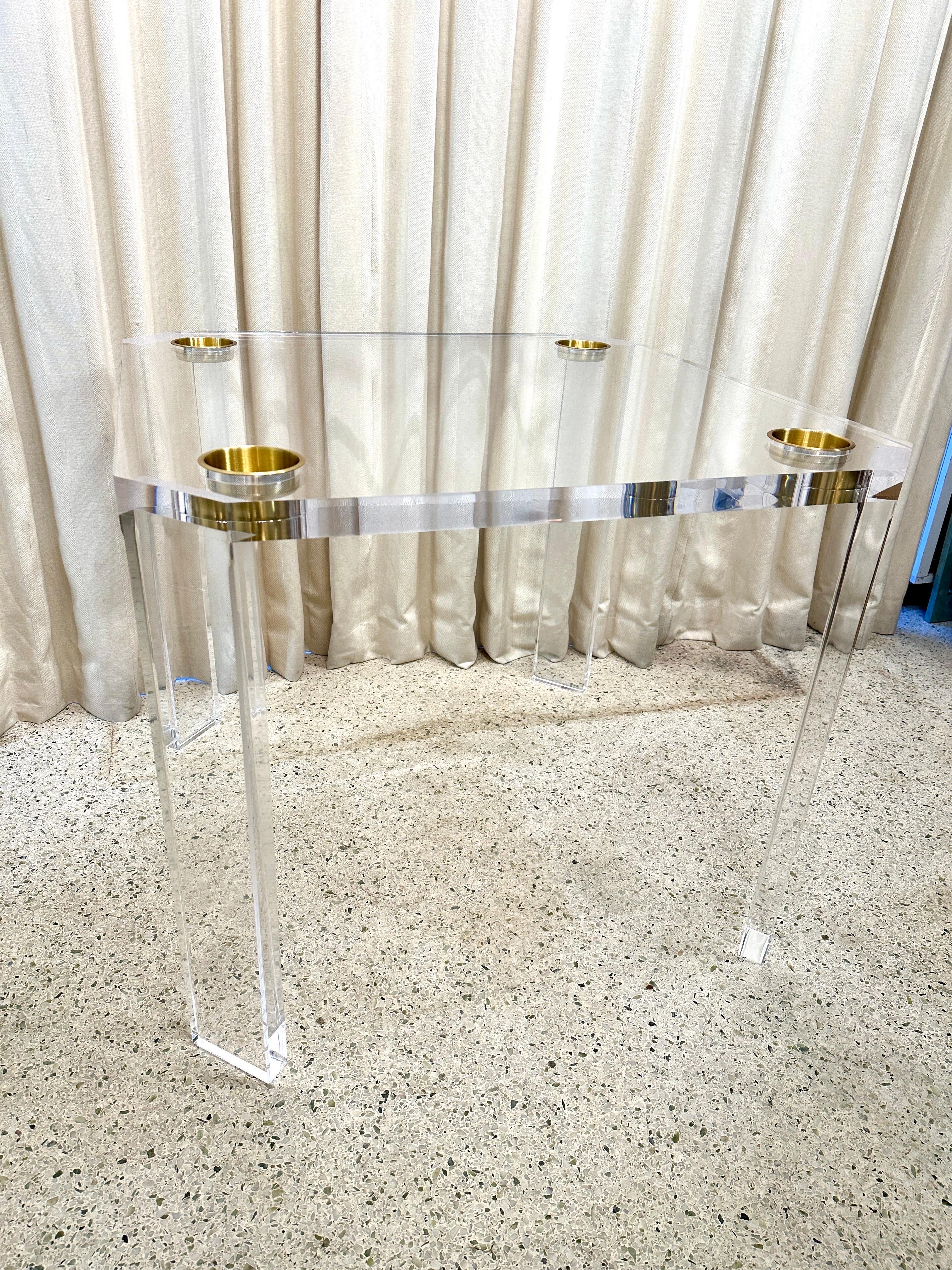 Contemporary Thick Custom Lucite Game Table w/ Insets