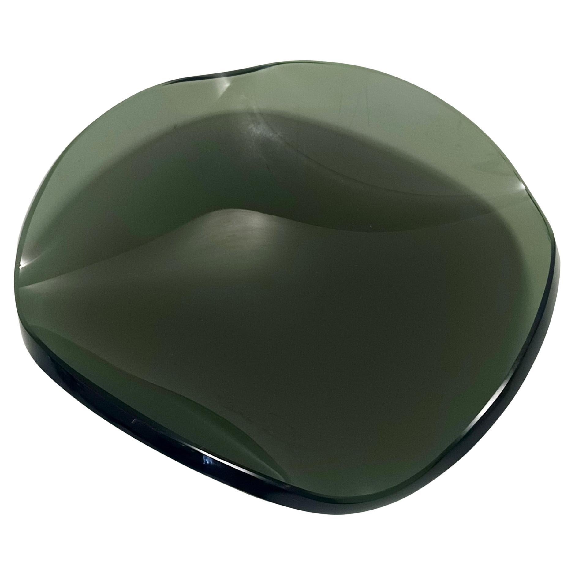 Centrotavola / Trinket Bowl in vetro verde scuro attr. a Fontana Arte, Italia
