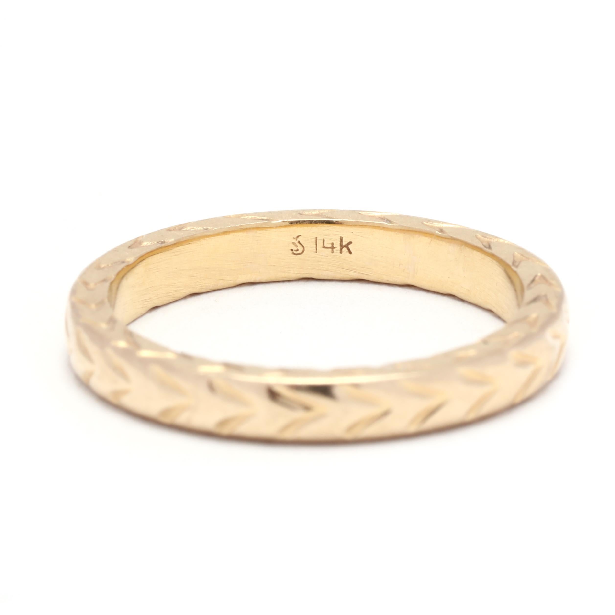 Women's or Men's Thick Engraved Stackable Band, 14K Yellow Gold, Ring Size 5.75, Engraved Gold 