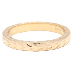 Vintage Thick Engraved Stackable Band, 14K Yellow Gold, Ring Size 5.75, Engraved Gold 