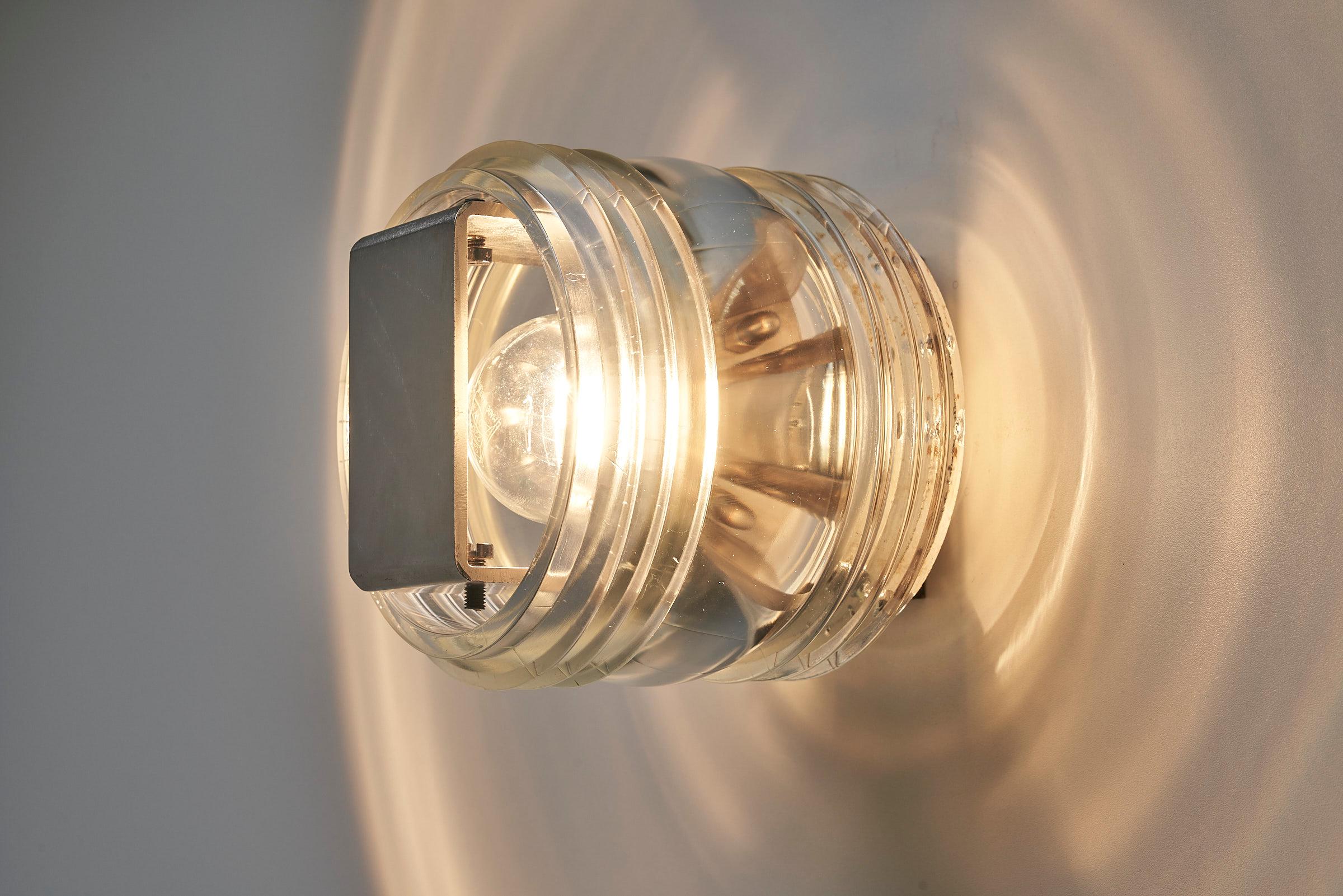 Mid-20th Century Thick Glass Diffuser Wall Lamp By Kontakt Werkstatten