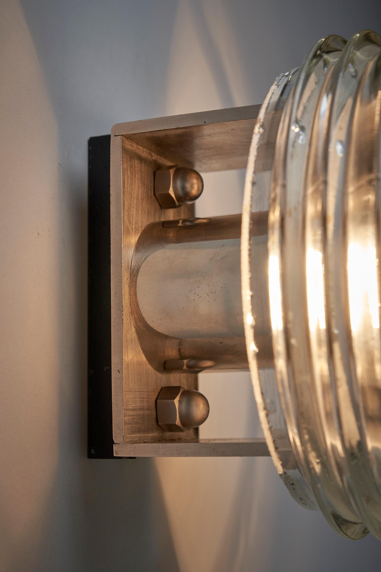 Steel Thick Glass Diffuser Wall Lamp By Kontakt Werkstatten