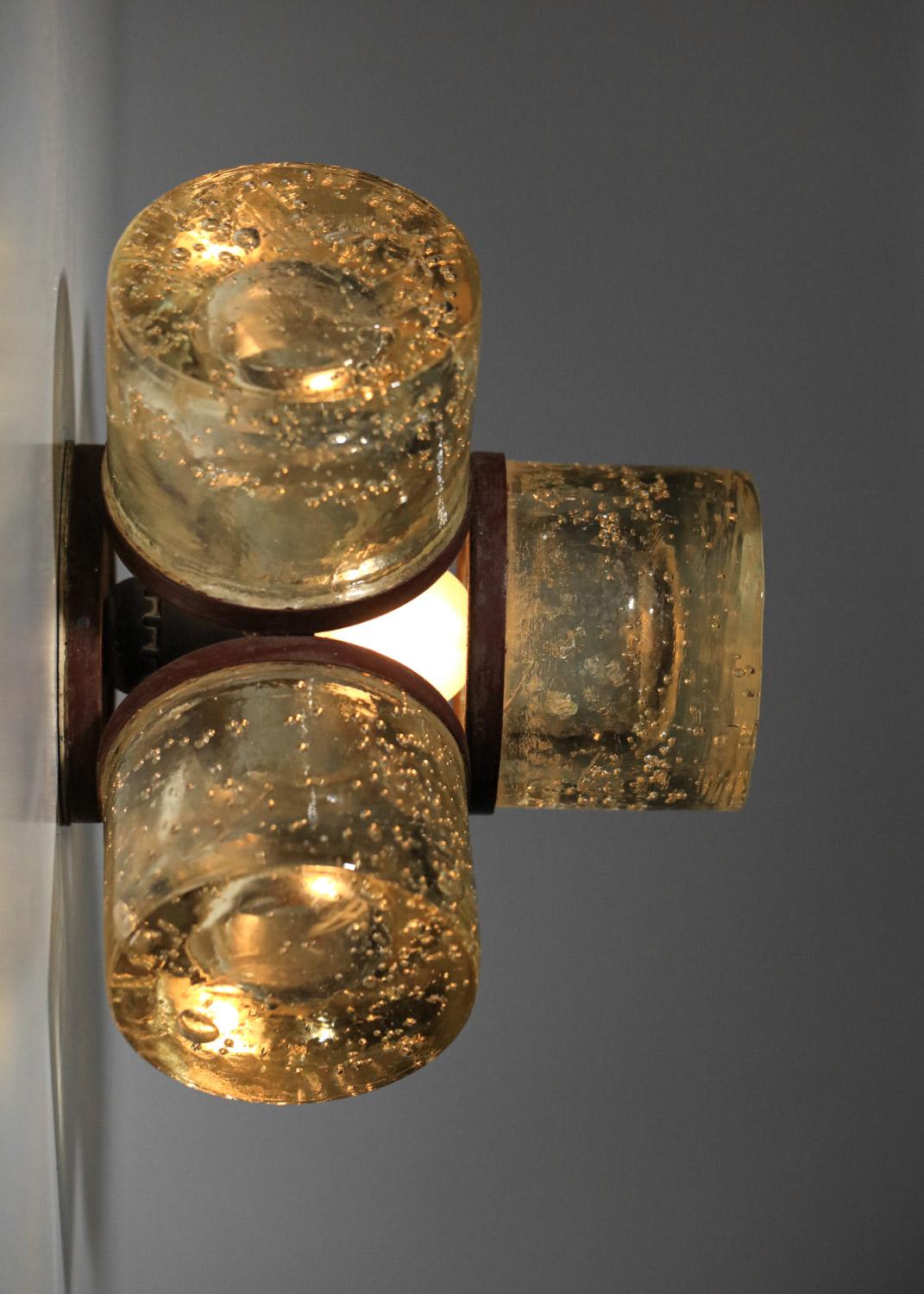 Mid-20th Century Thick glass Italian wall lamp from the 1940s  For Sale