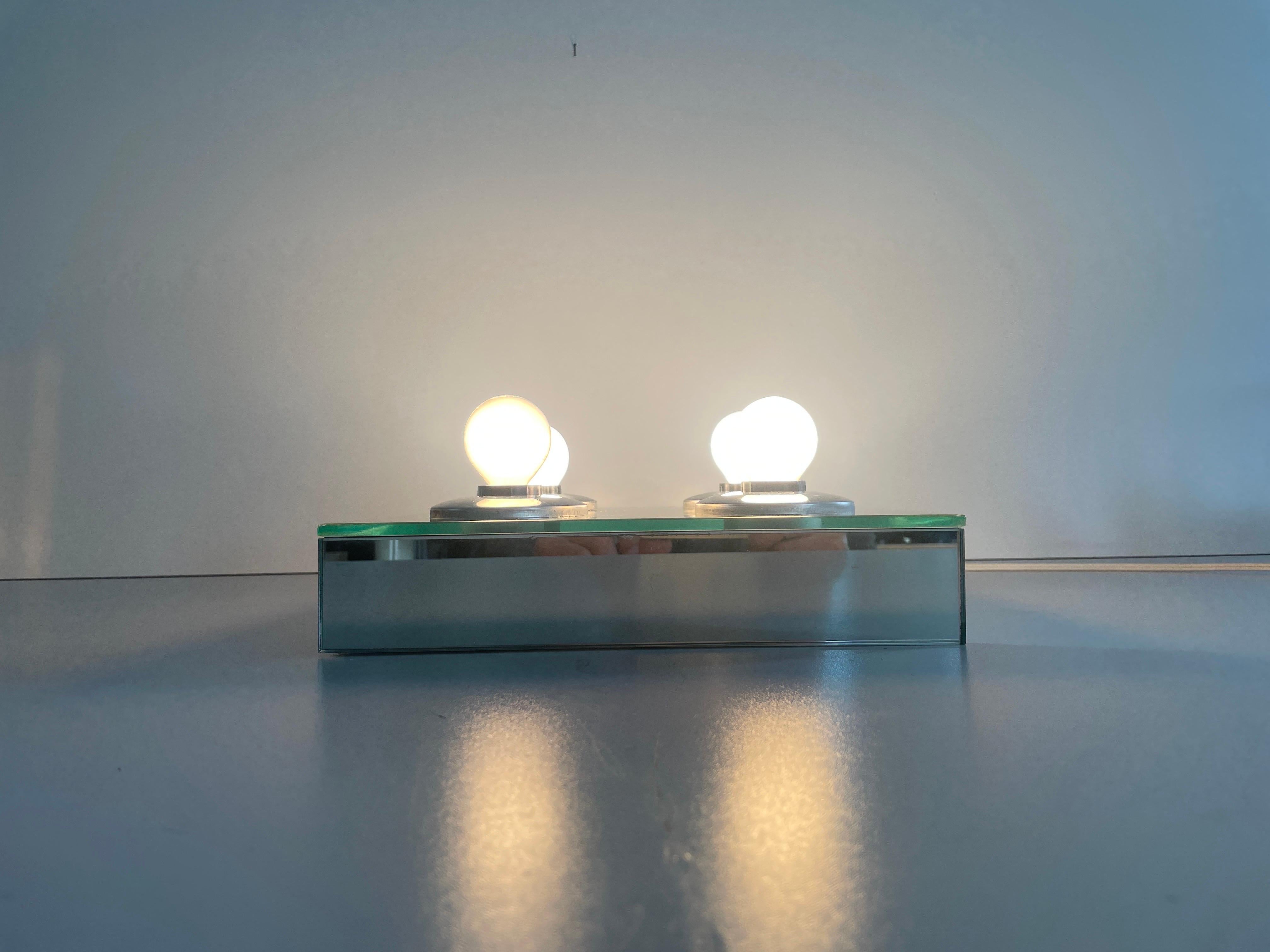 Thick Glass Square Design 4 Socket Flush Mount Light by Luci, 1960s, Italy For Sale 4