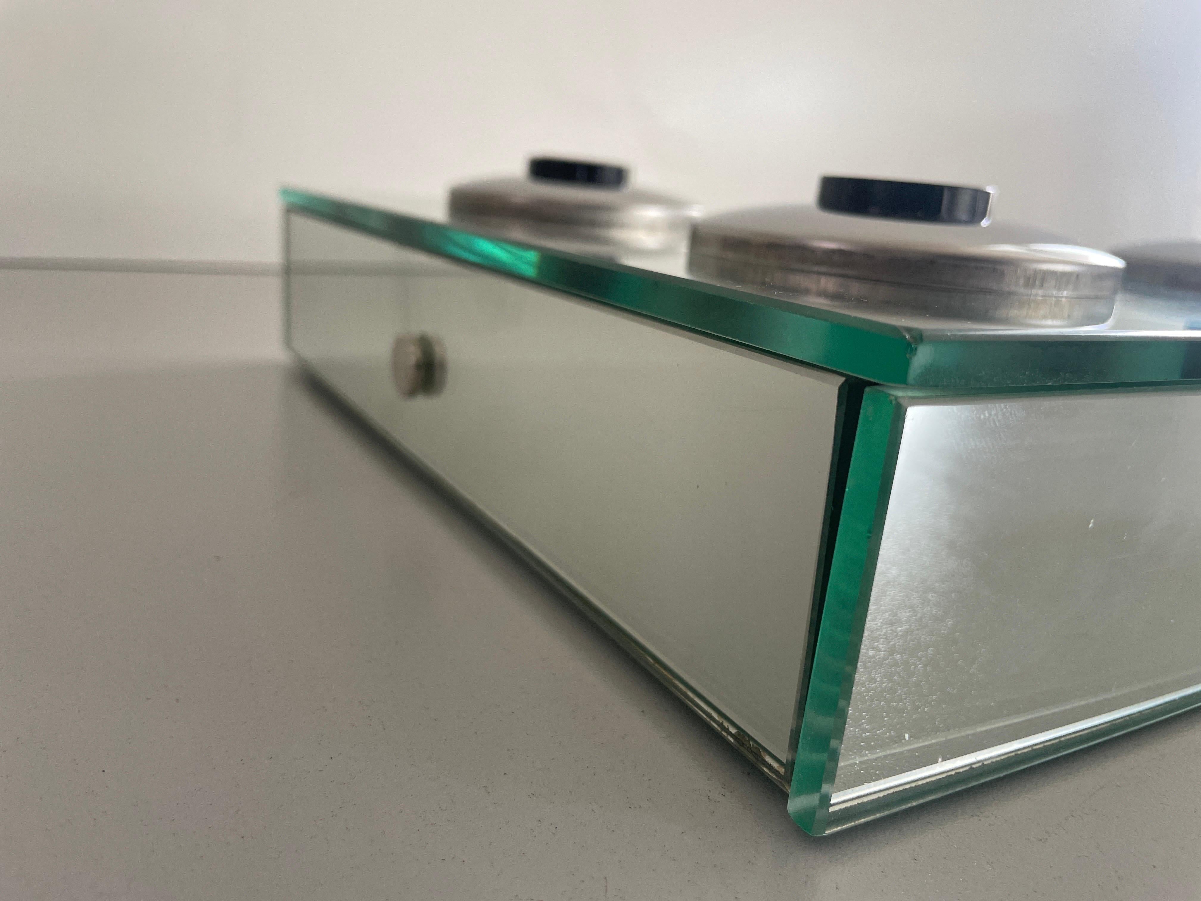 Thick Glass Square Design 4 Socket Flush Mount Light by Luci, 1960s, Italy For Sale 2