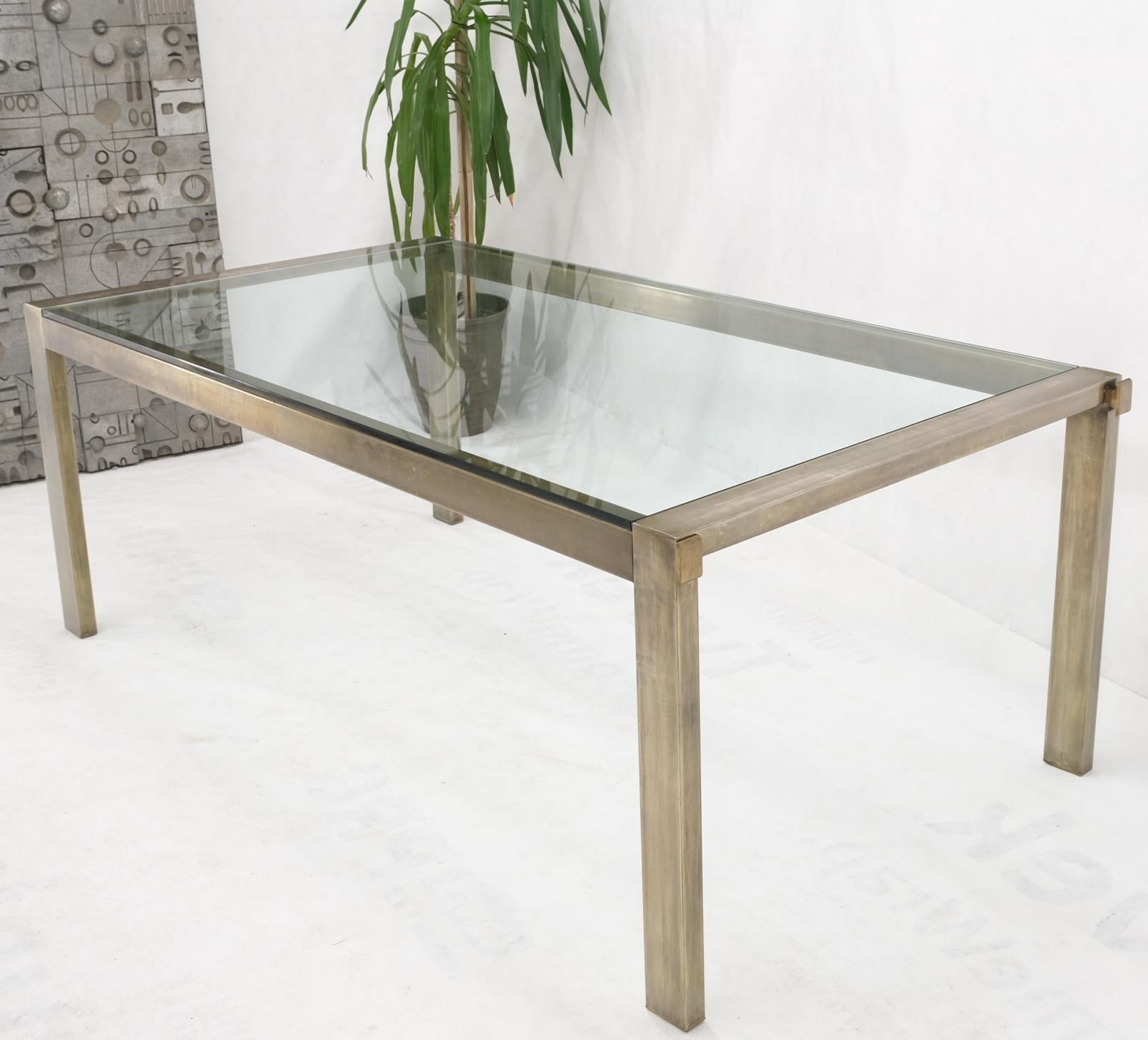 Thick Glass Top Metal Bronze Finish Frame Dining Table w/ 2 Extension Boards 9