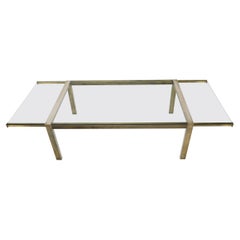 Thick Glass Top Metal Bronze Finish Frame Dining Table w/ 2 Extension Boards