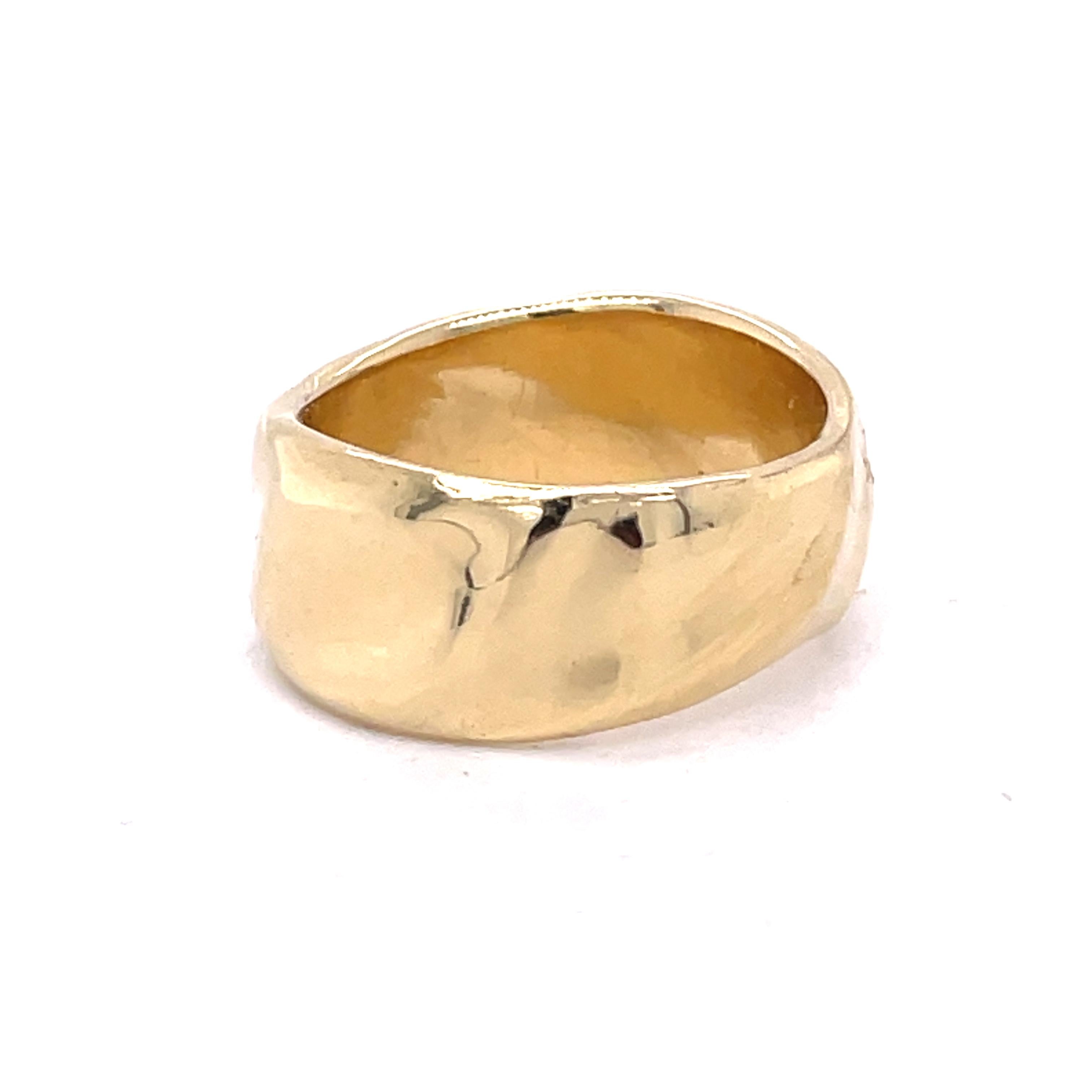 Thick Gold Band, Wave Texture Gold ring, 14K Yellow gold, unique wedding band For Sale 3