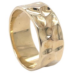 Thick Goldband, Wave Texture Goldring, 14K Gelbgold, einzigartiger Ehering