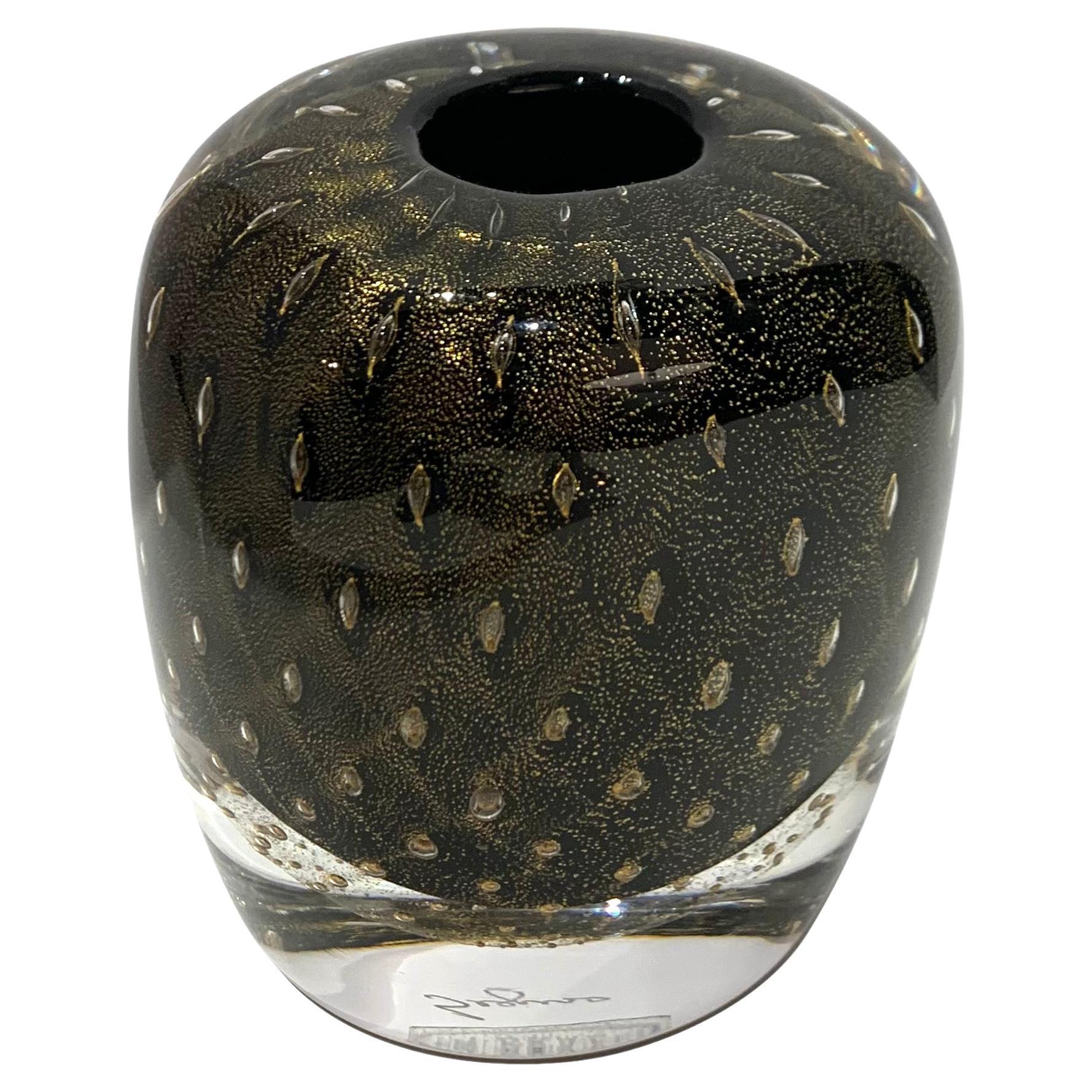 Large Thick Oval Strombergshyttan Mid Century Glass Orrefors Style Vase