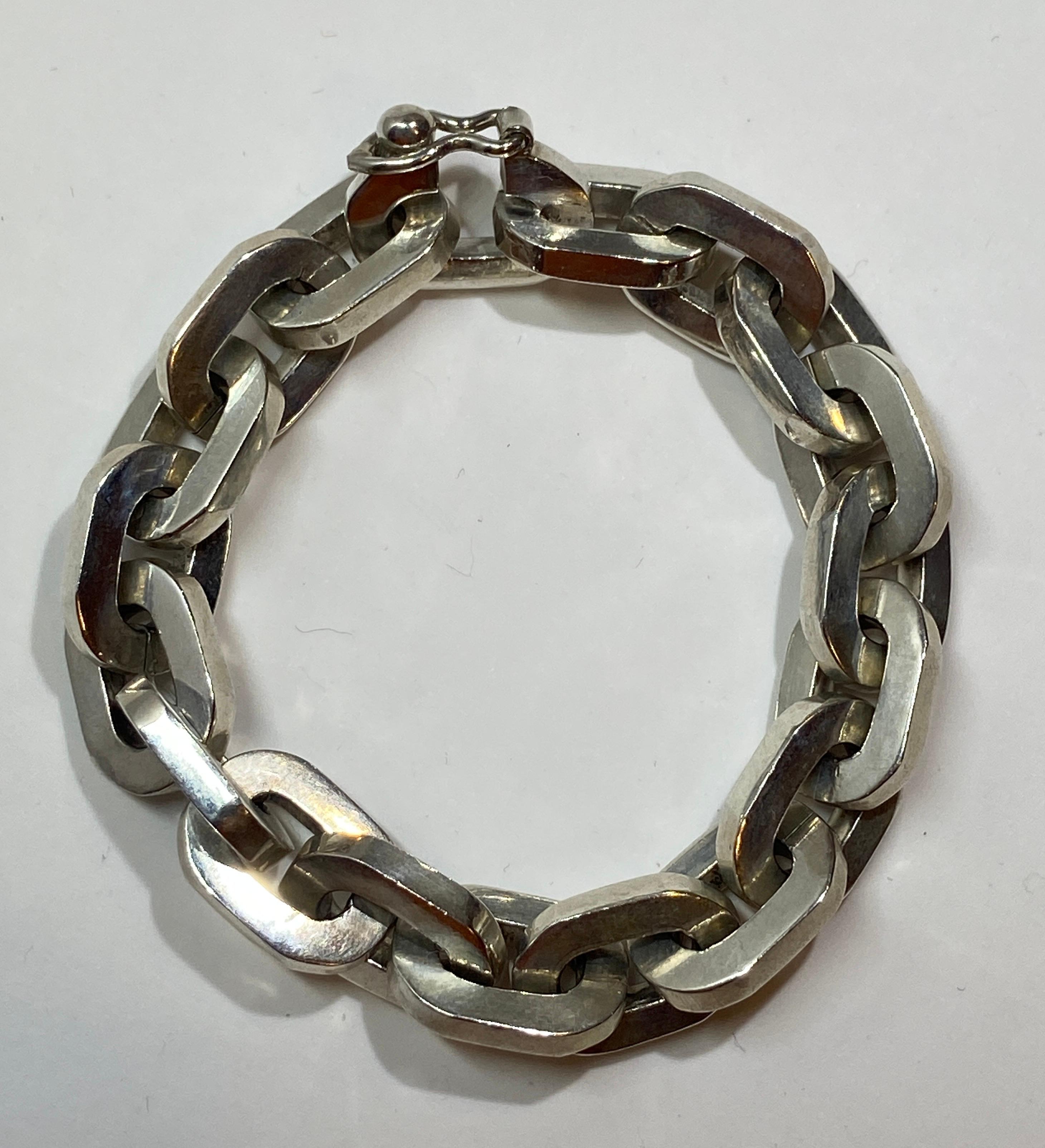 Thick Heavy Sterling Silver Chain-Link Bracelet 5