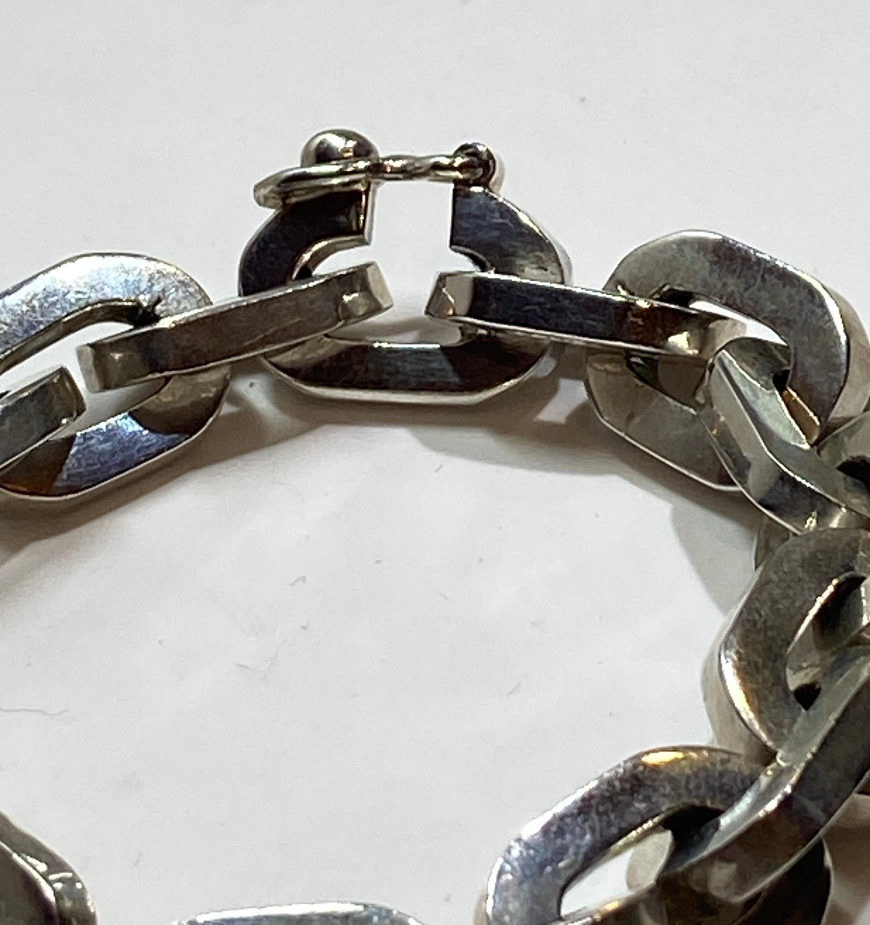 Thick Heavy Sterling Silver Chain-Link Bracelet 7