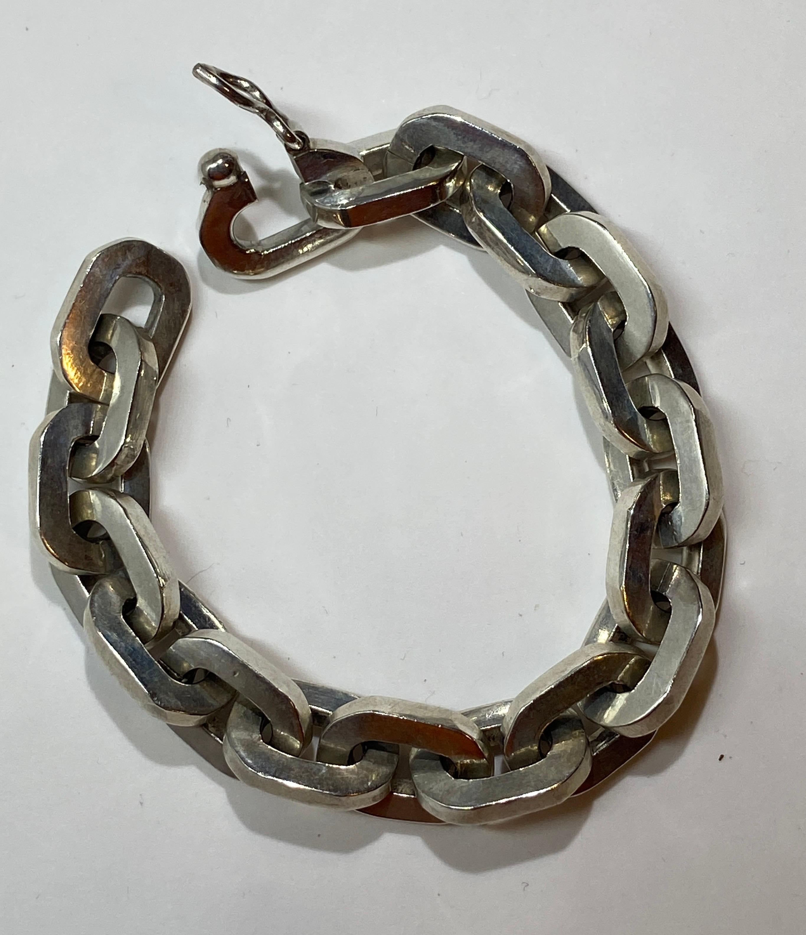 Thick Heavy Sterling Silver Chain-Link Bracelet 9