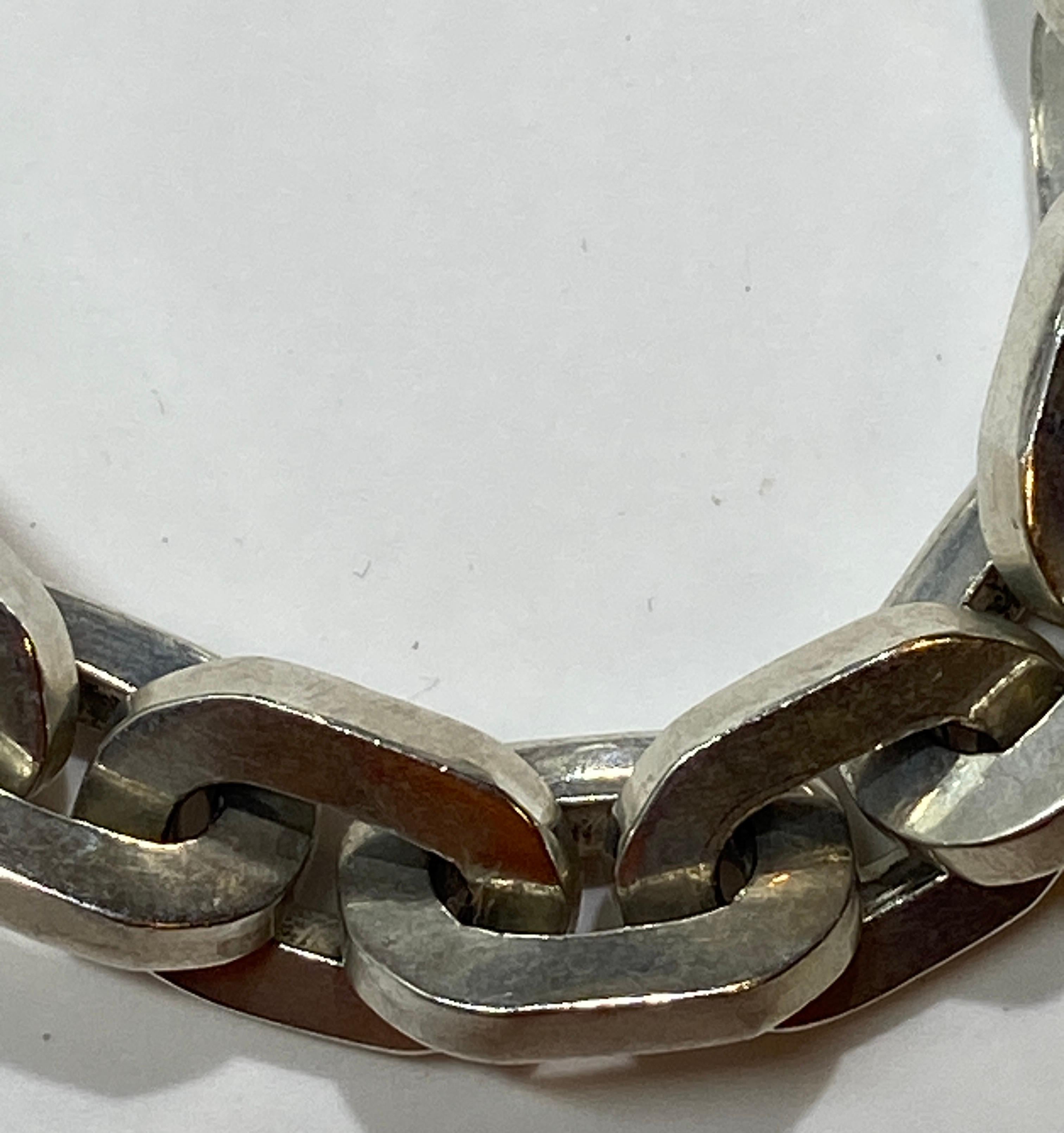 Artisan Thick Heavy Sterling Silver Chain-Link Bracelet