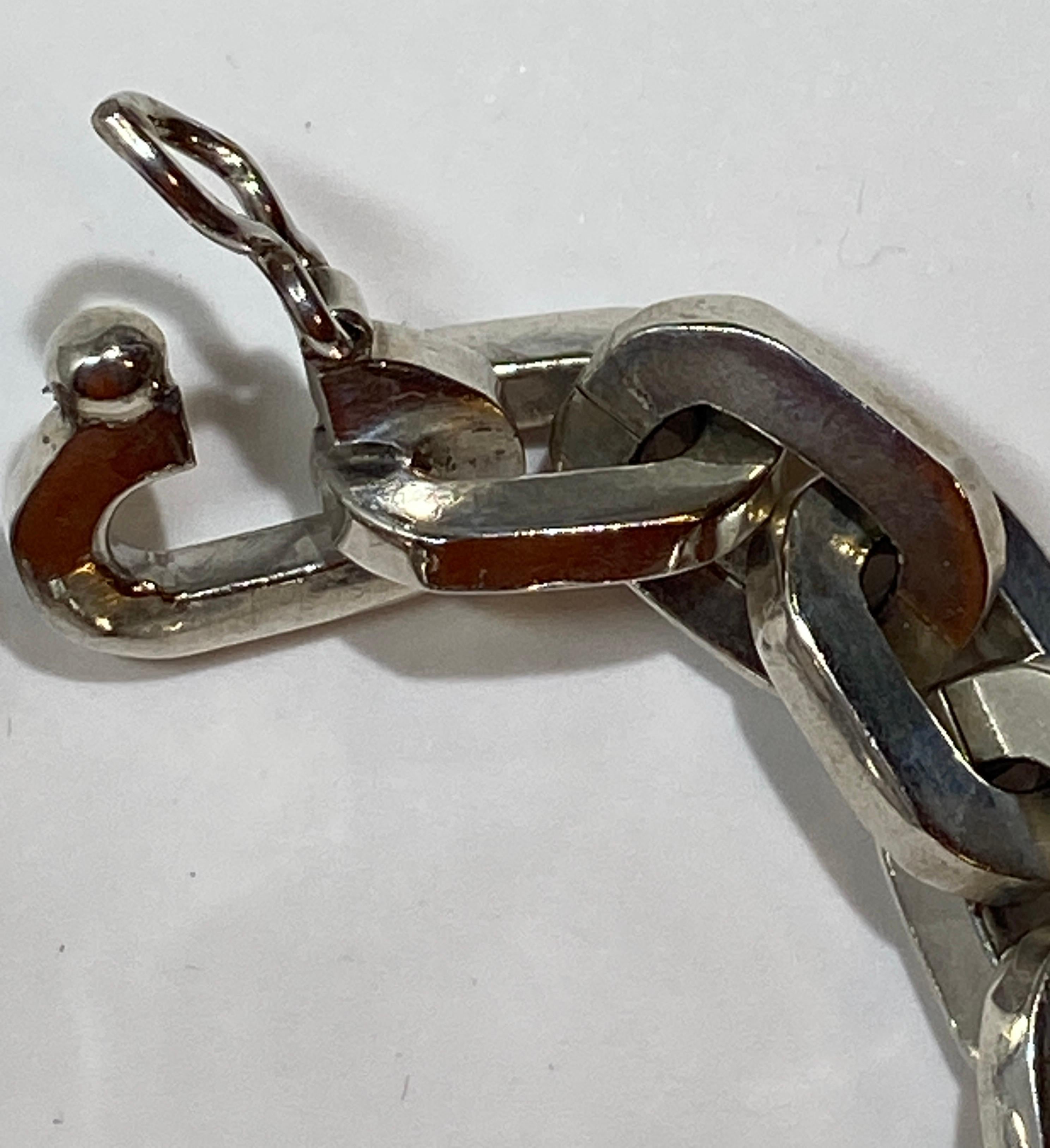 Thick Heavy Sterling Silver Chain-Link Bracelet In Good Condition In New York, NY