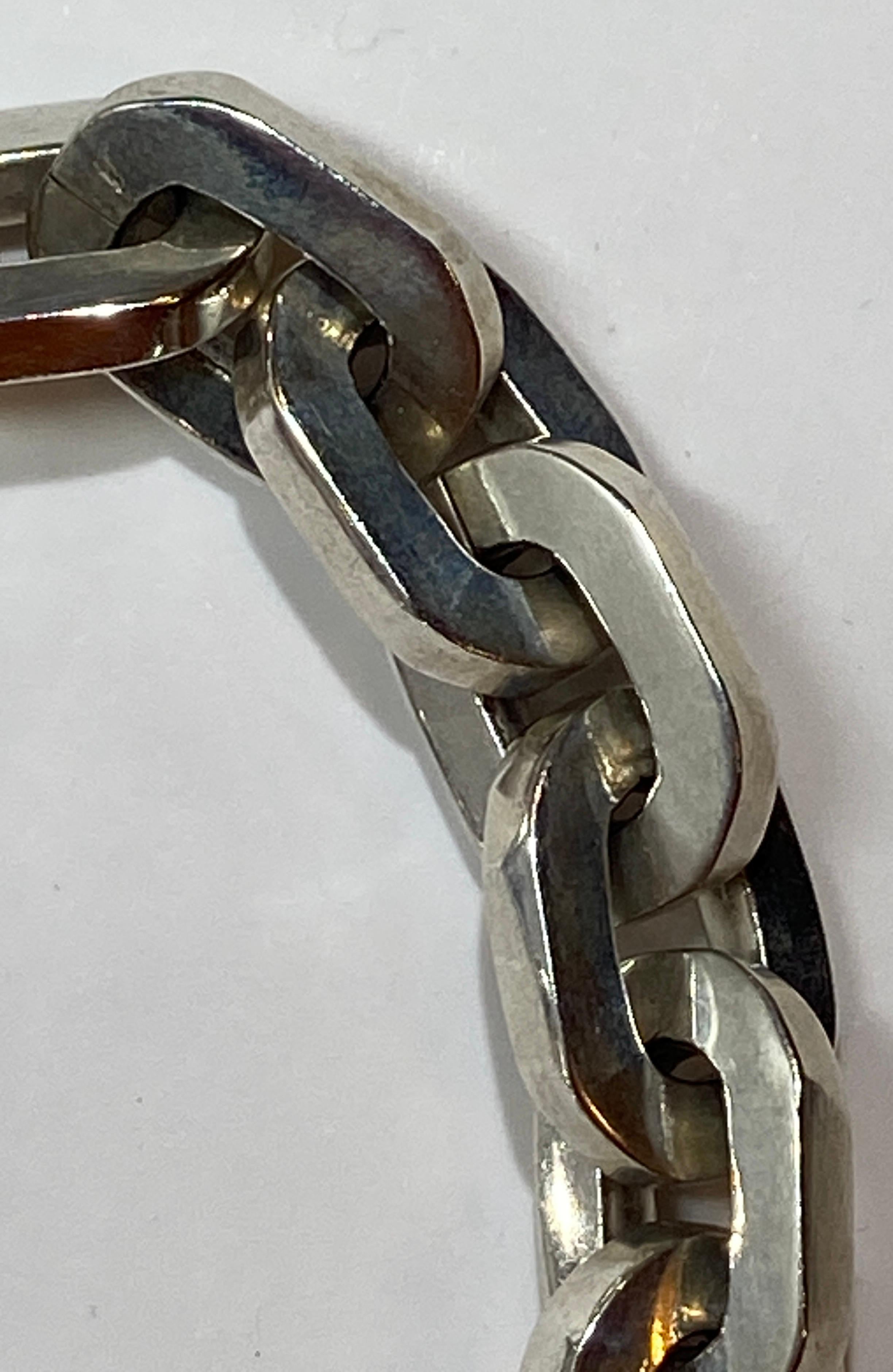 Women's or Men's Thick Heavy Sterling Silver Chain-Link Bracelet