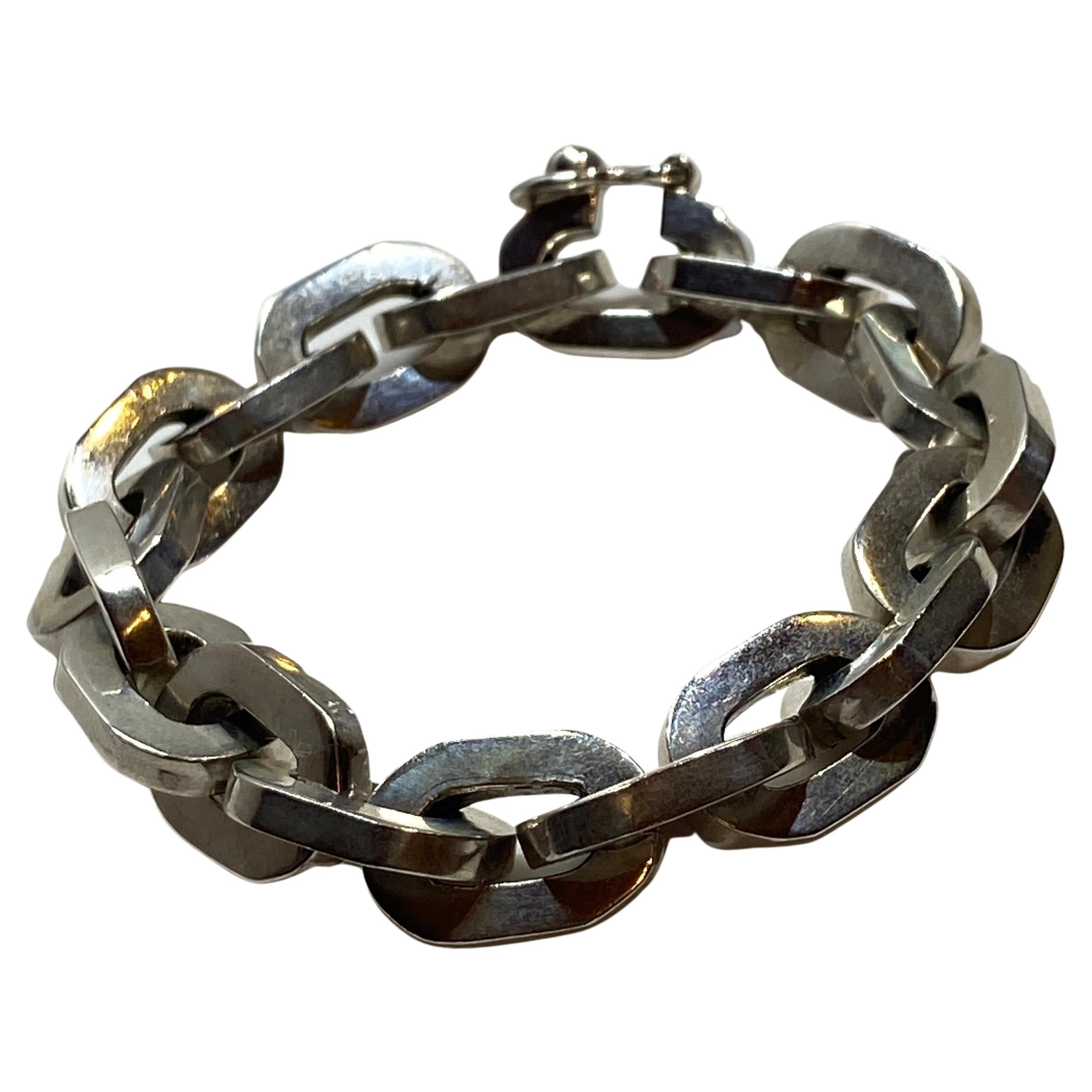 Thick Heavy Sterling Silver Chain-Link Bracelet