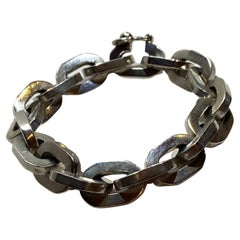 Vintage Thick Heavy Sterling Silver Chain-Link Bracelet