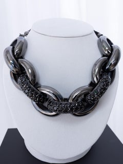 Thick Links Halskette Schwarz Rhodium