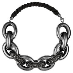 Thick Links Halskette Schwarz Rhodium