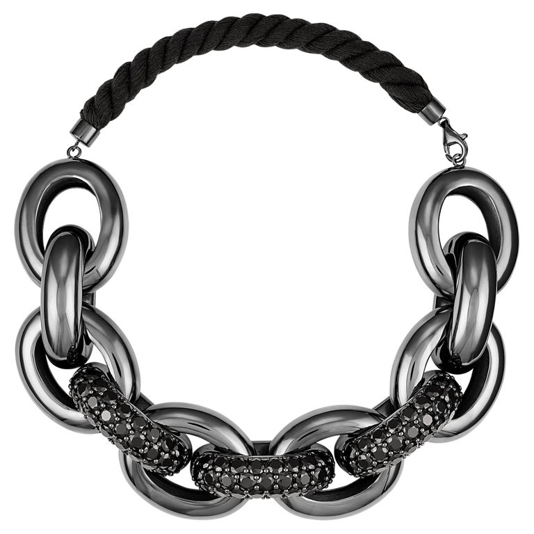 Thick Links Necklace Black Rhodium For Sale at 1stDibs
