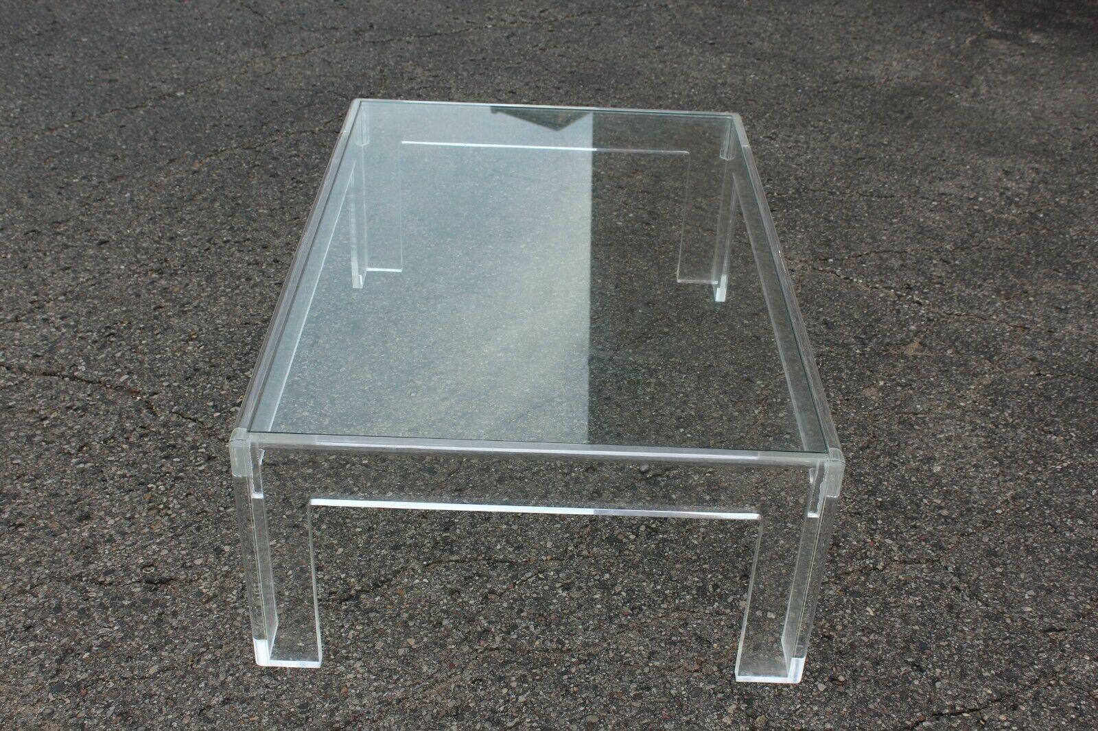 Thick Lucite Coffee Table With a Rectangular Form after Charles Hollis Jones 48  For Sale 4