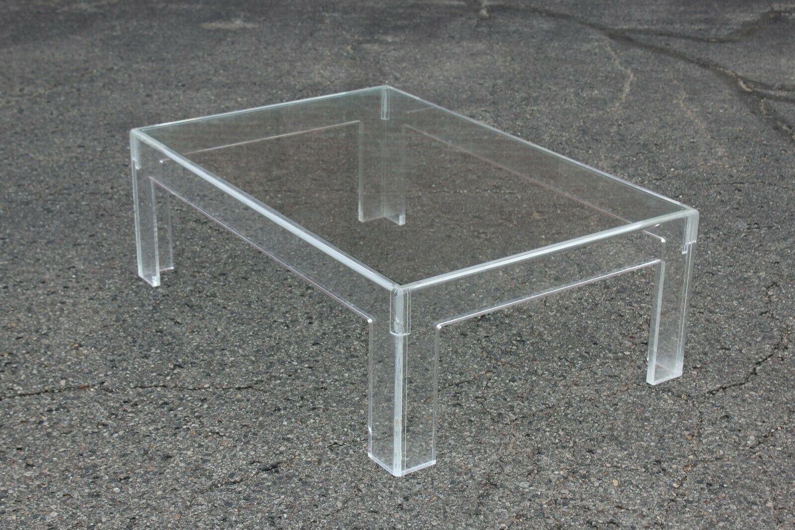 Thick Lucite Coffee Table With a Rectangular Form after Charles Hollis Jones 48  For Sale 5
