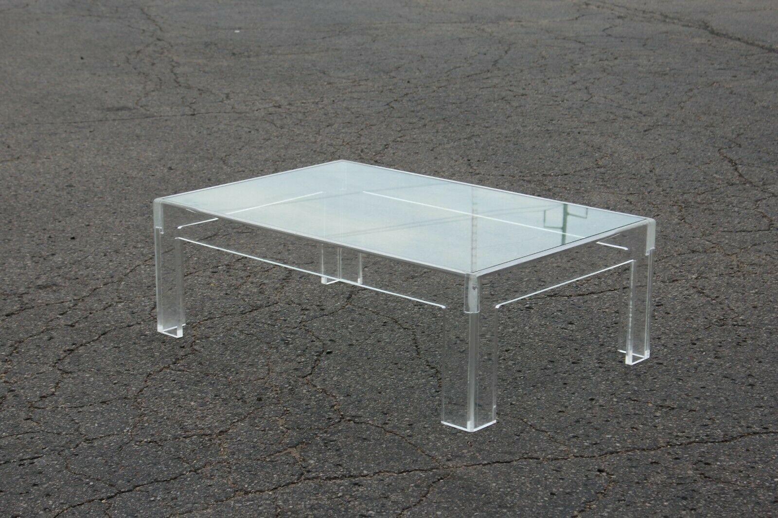 Mid-Century Modern Thick Lucite Coffee Table With a Rectangular Form after Charles Hollis Jones 48  For Sale