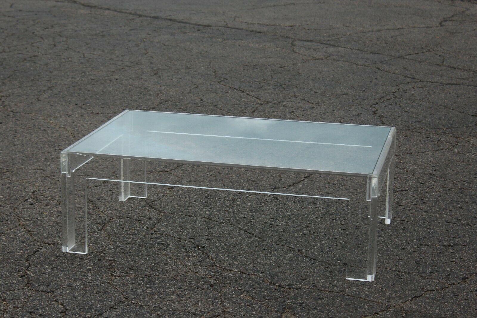 American Thick Lucite Coffee Table With a Rectangular Form after Charles Hollis Jones 48  For Sale