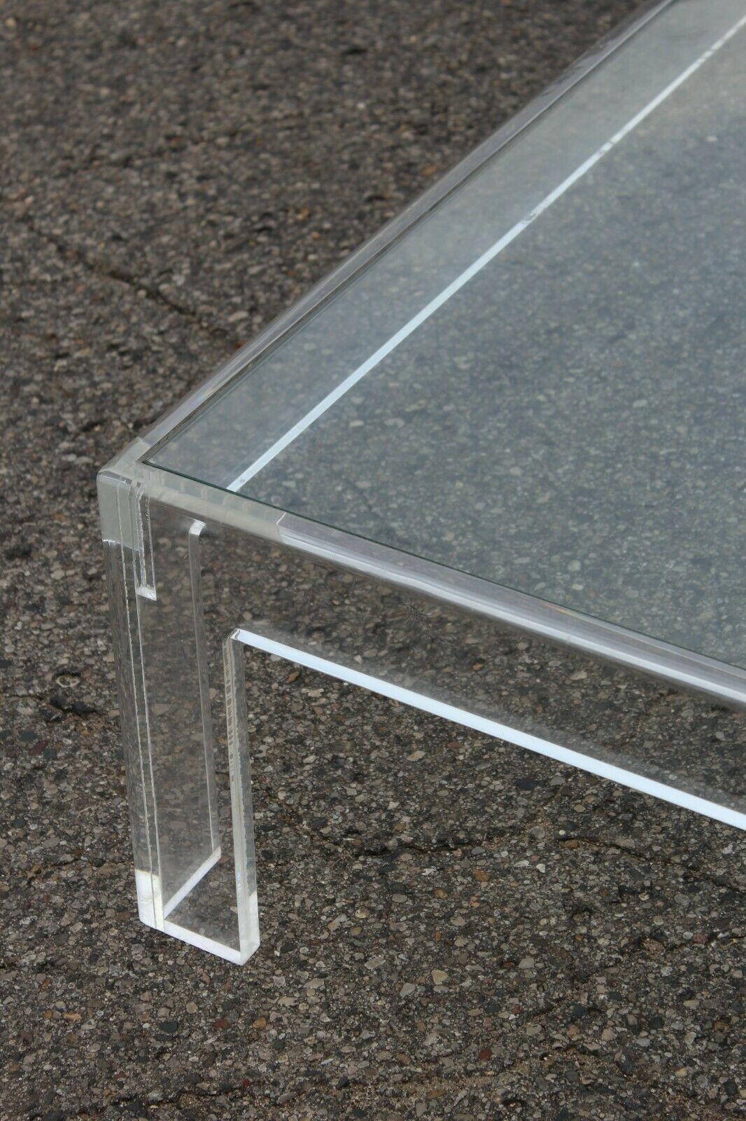 Thick Lucite Coffee Table With a Rectangular Form after Charles Hollis Jones 48  For Sale 1