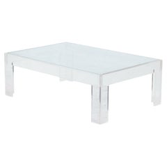 Retro Thick Lucite Coffee Table With a Rectangular Form after Charles Hollis Jones 48 