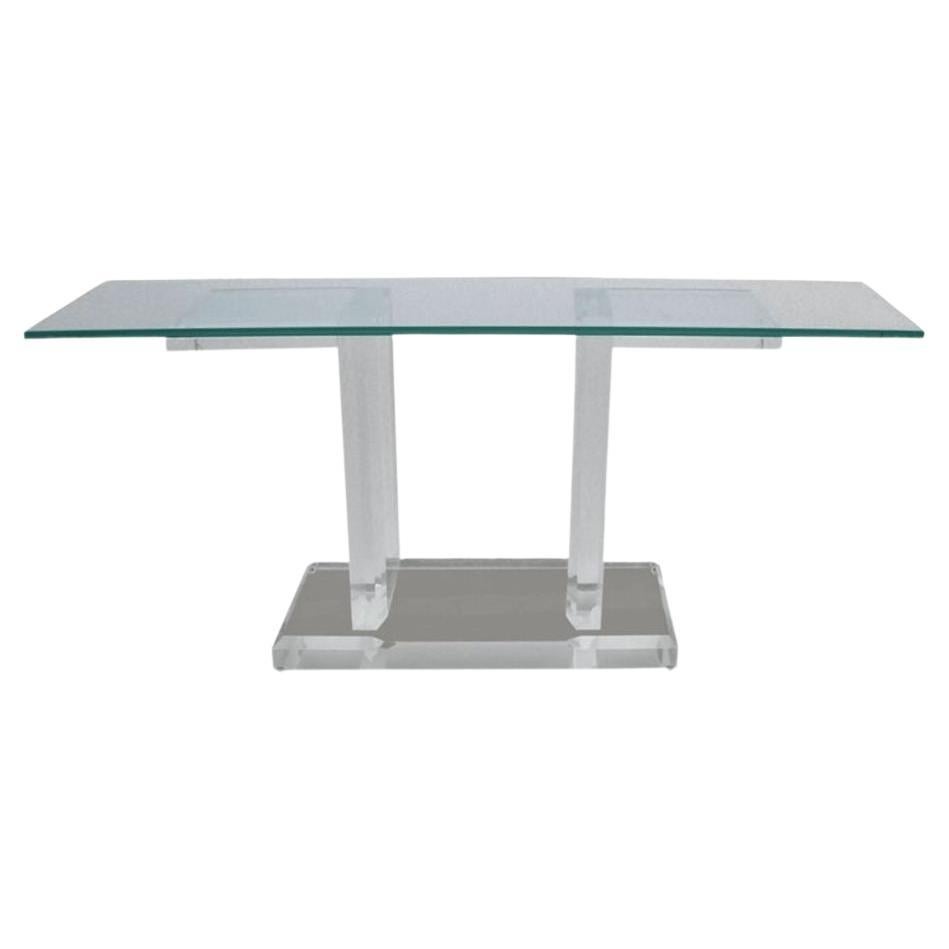 Thick Lucite Console in the Manner of Karl Springer For Sale