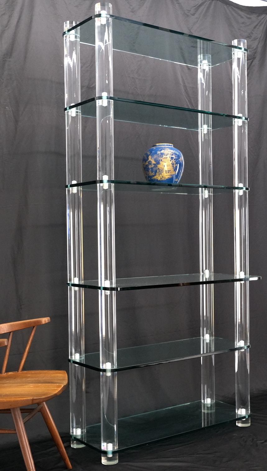 Mid-Century Modern Thick Lucite Frame 6 Tier Mid Century Modern Etagere Shelving For Sale