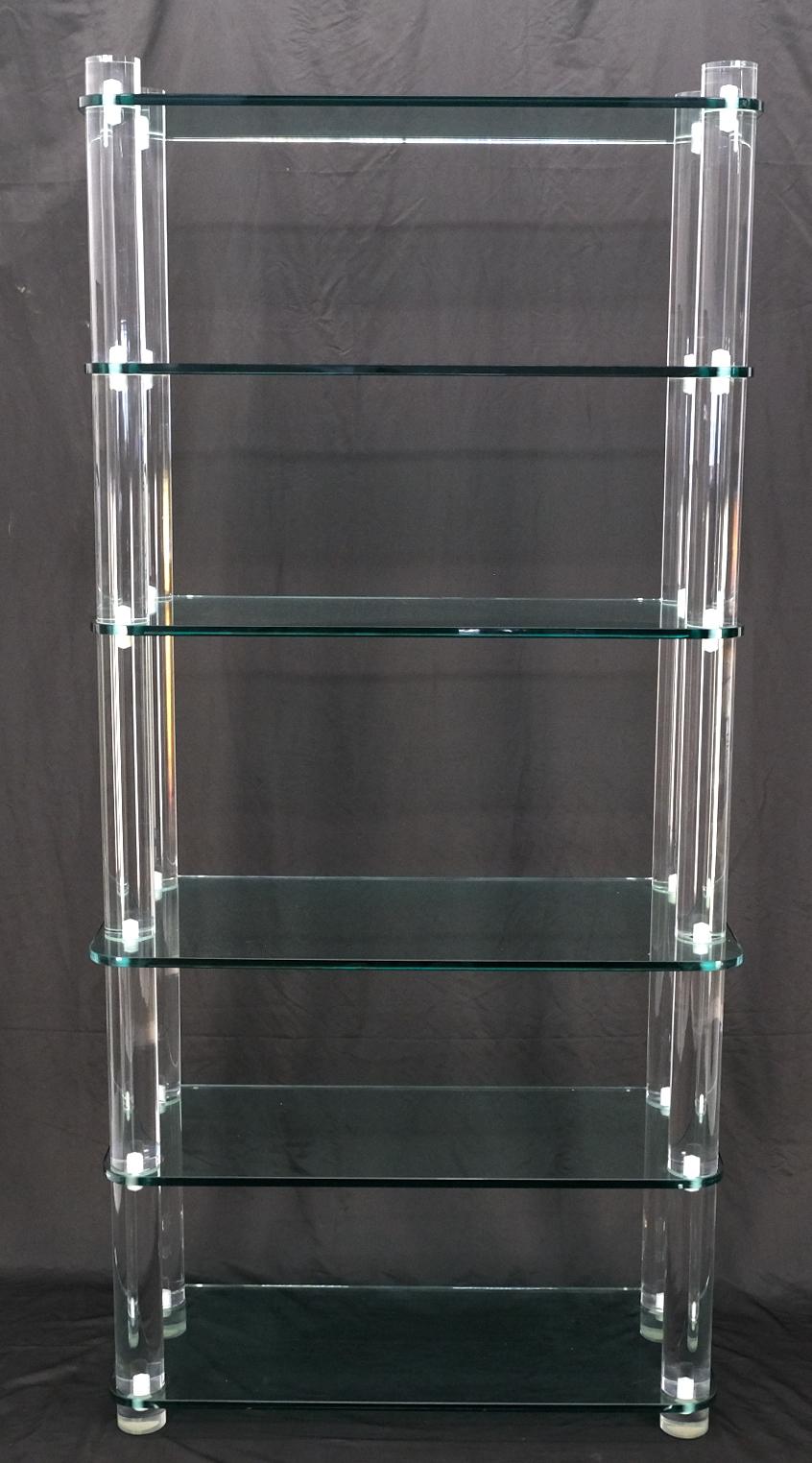 American Thick Lucite Frame 6 Tier Mid Century Modern Etagere Shelving For Sale
