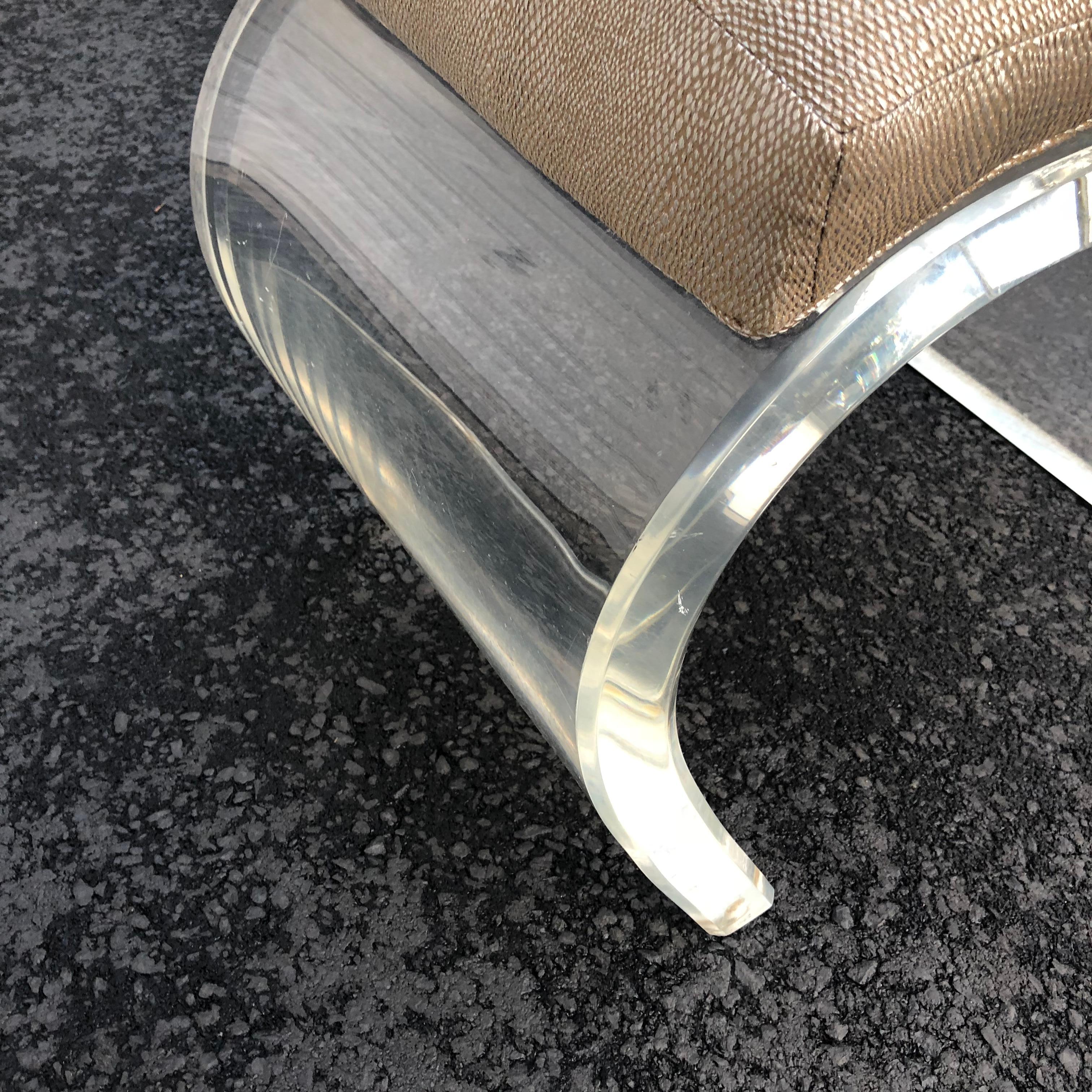 Large Thick Lucite Mid-Modern Waterfall Bench Or Ottoman For Sale 4