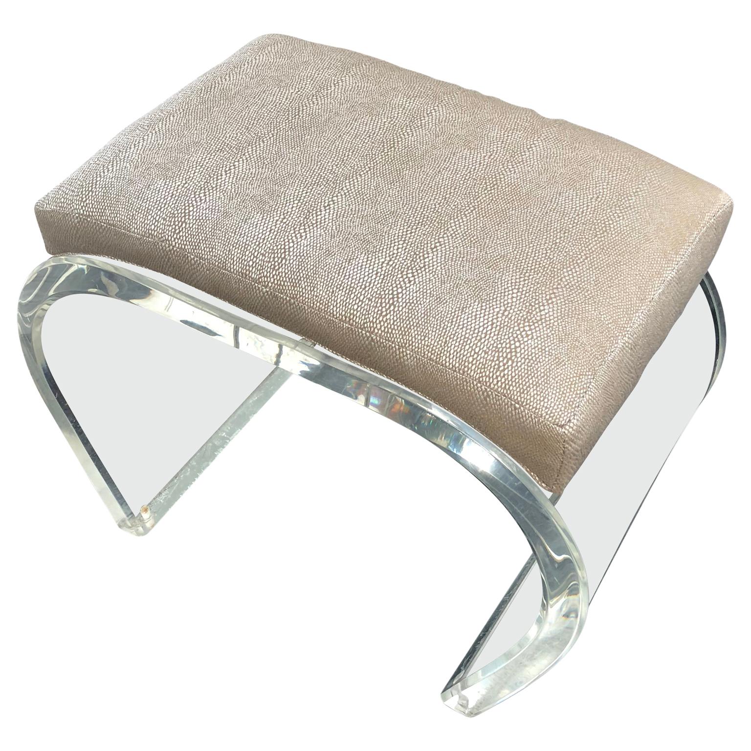 Thick Lucite mid-modern waterfall bench or ottoman