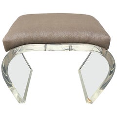 Large Thick Lucite Mid-Modern Waterfall Bench Or Ottoman