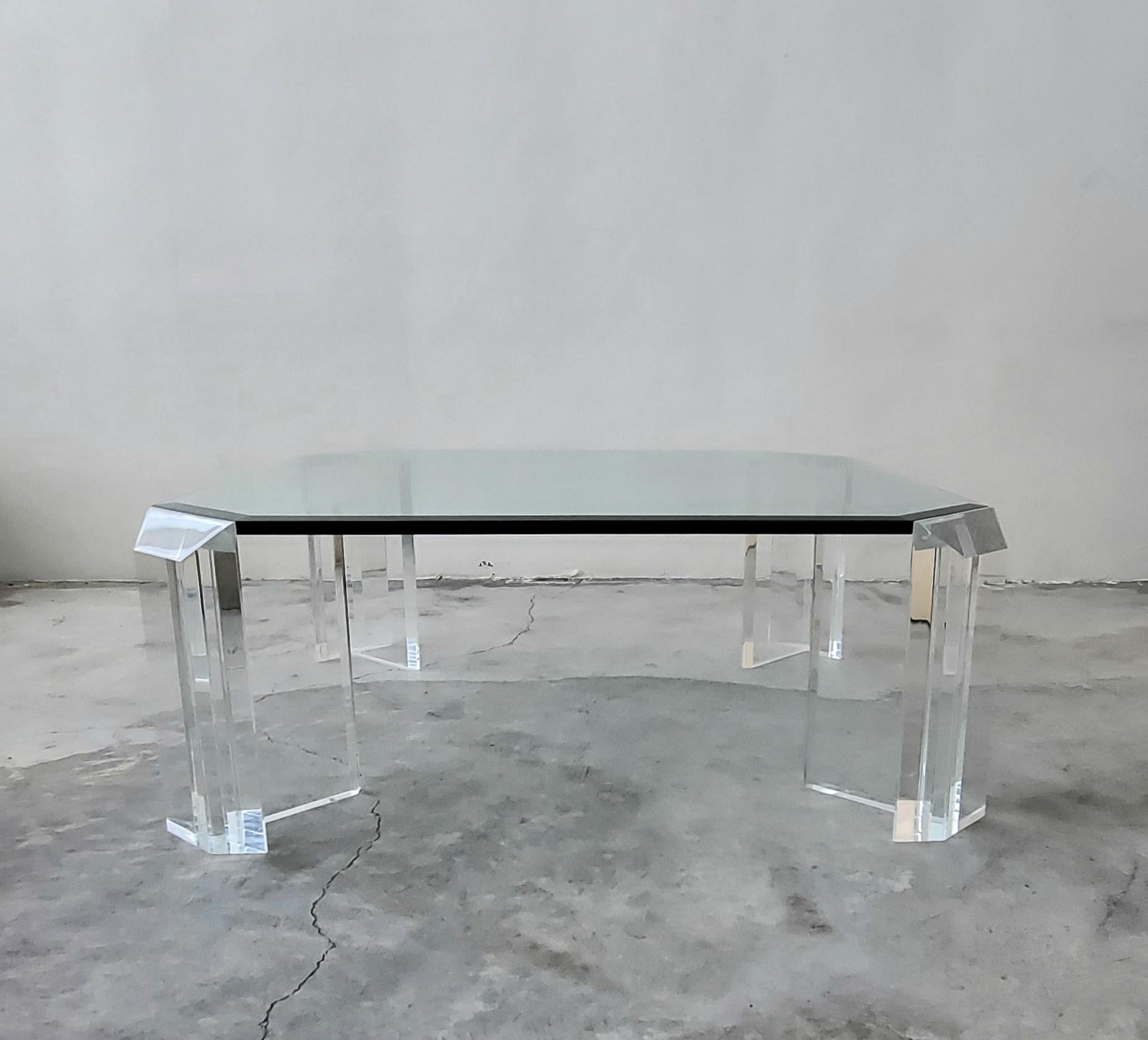 Mid-Century Modern Thick Lucite Midcentury Coffee Table by Charles Hollis Jones
