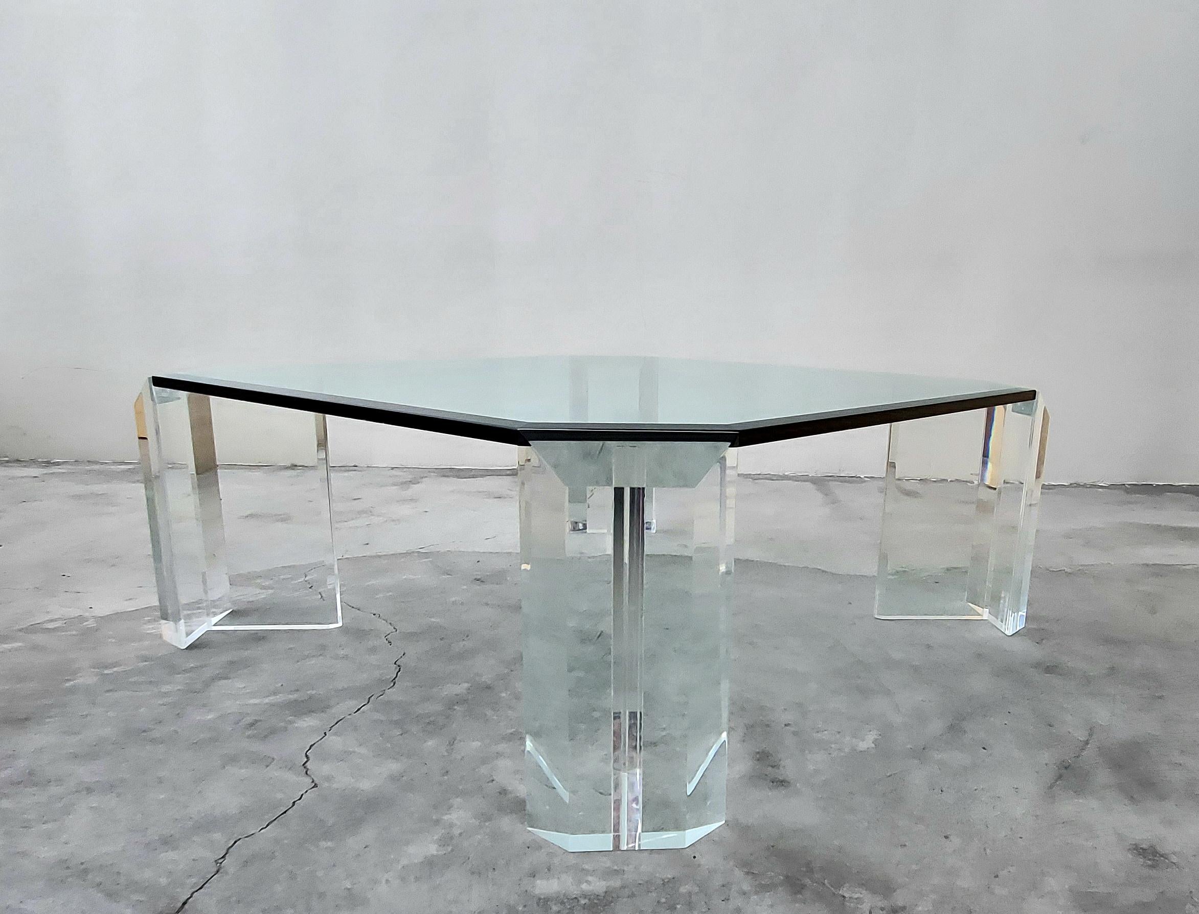 Thick Lucite Midcentury Coffee Table by Charles Hollis Jones In Good Condition In Las Vegas, NV