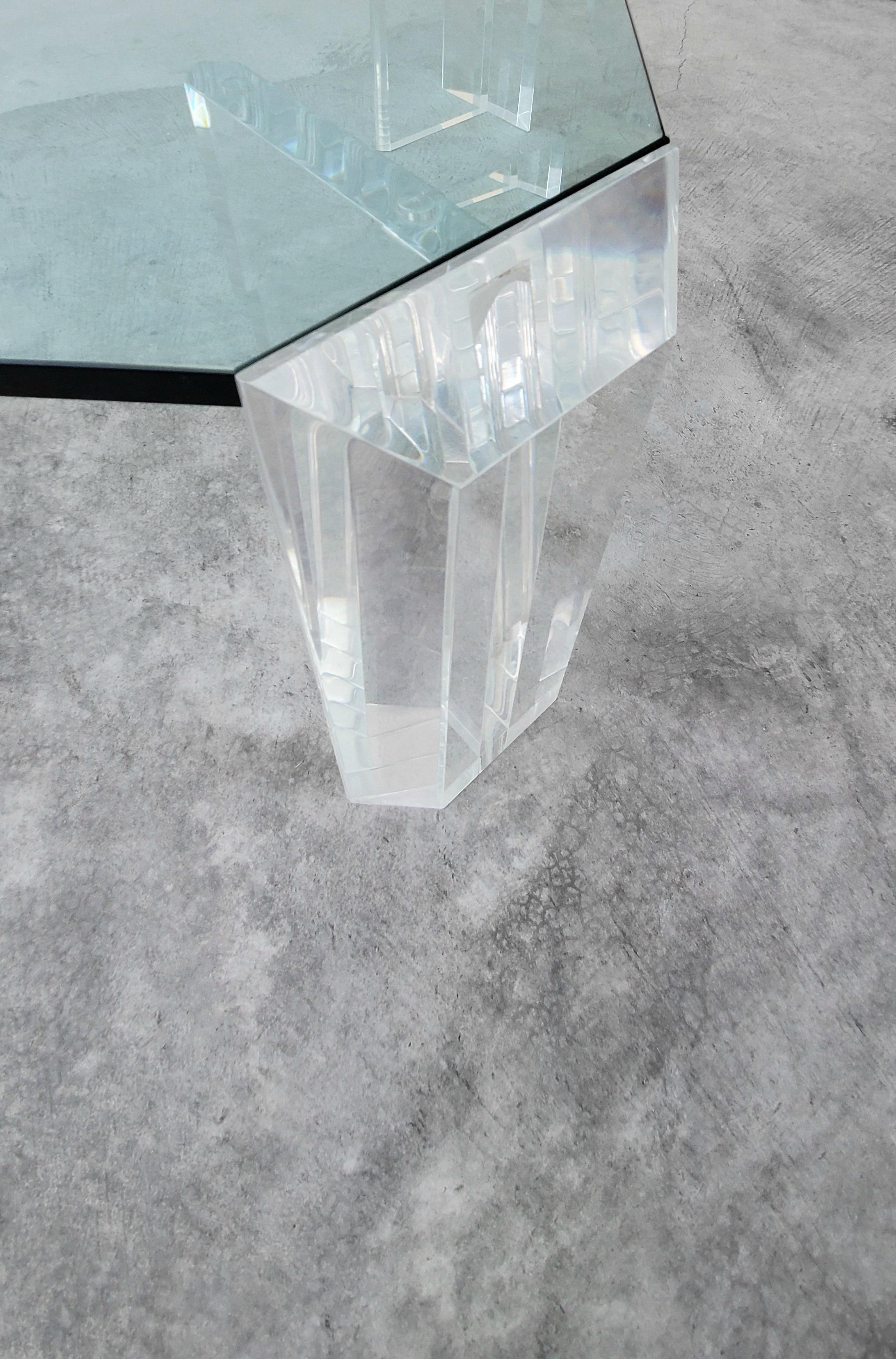 Thick Lucite Midcentury Coffee Table by Charles Hollis Jones 2
