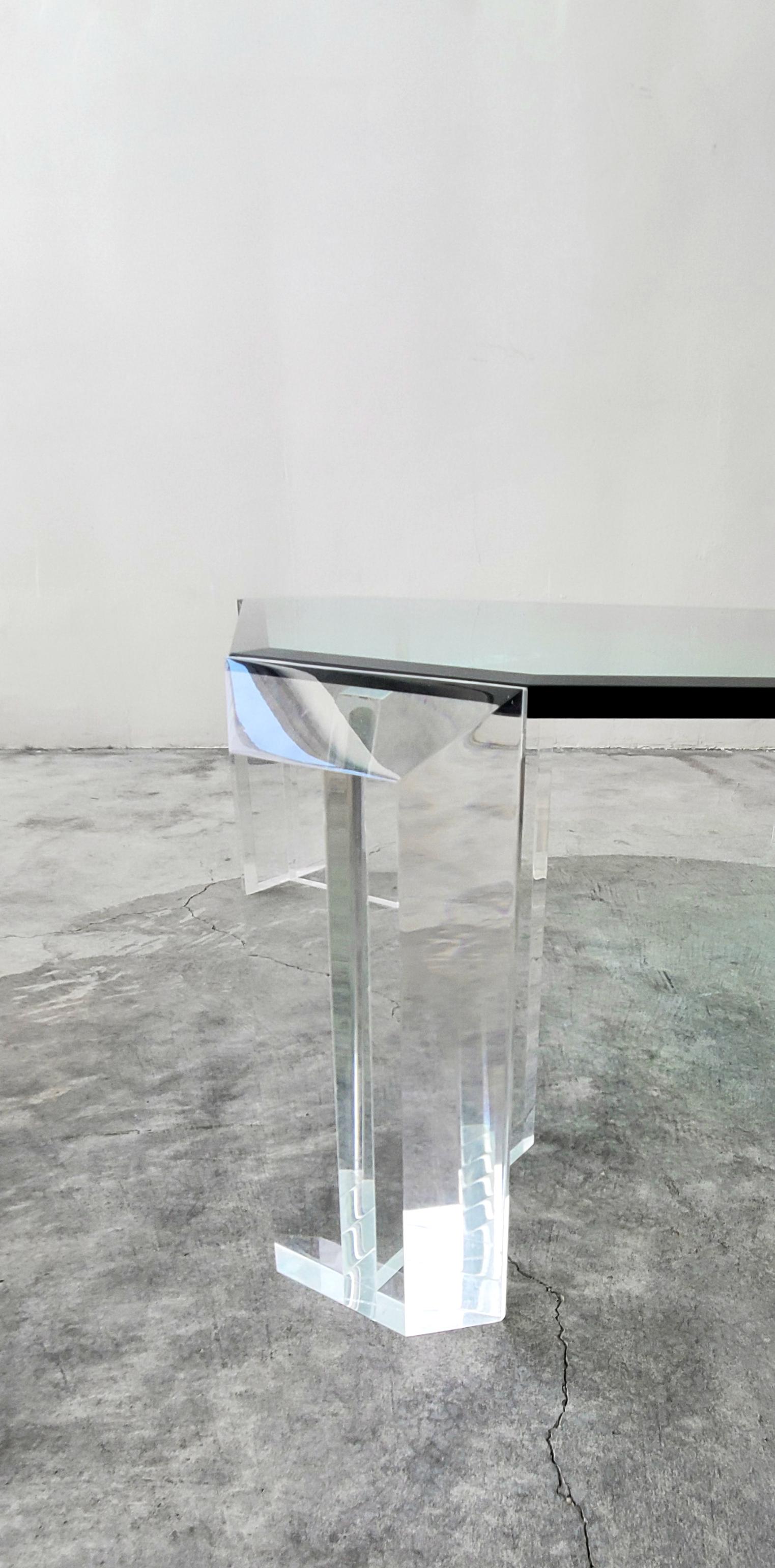 Thick Lucite Midcentury Coffee Table by Charles Hollis Jones 3