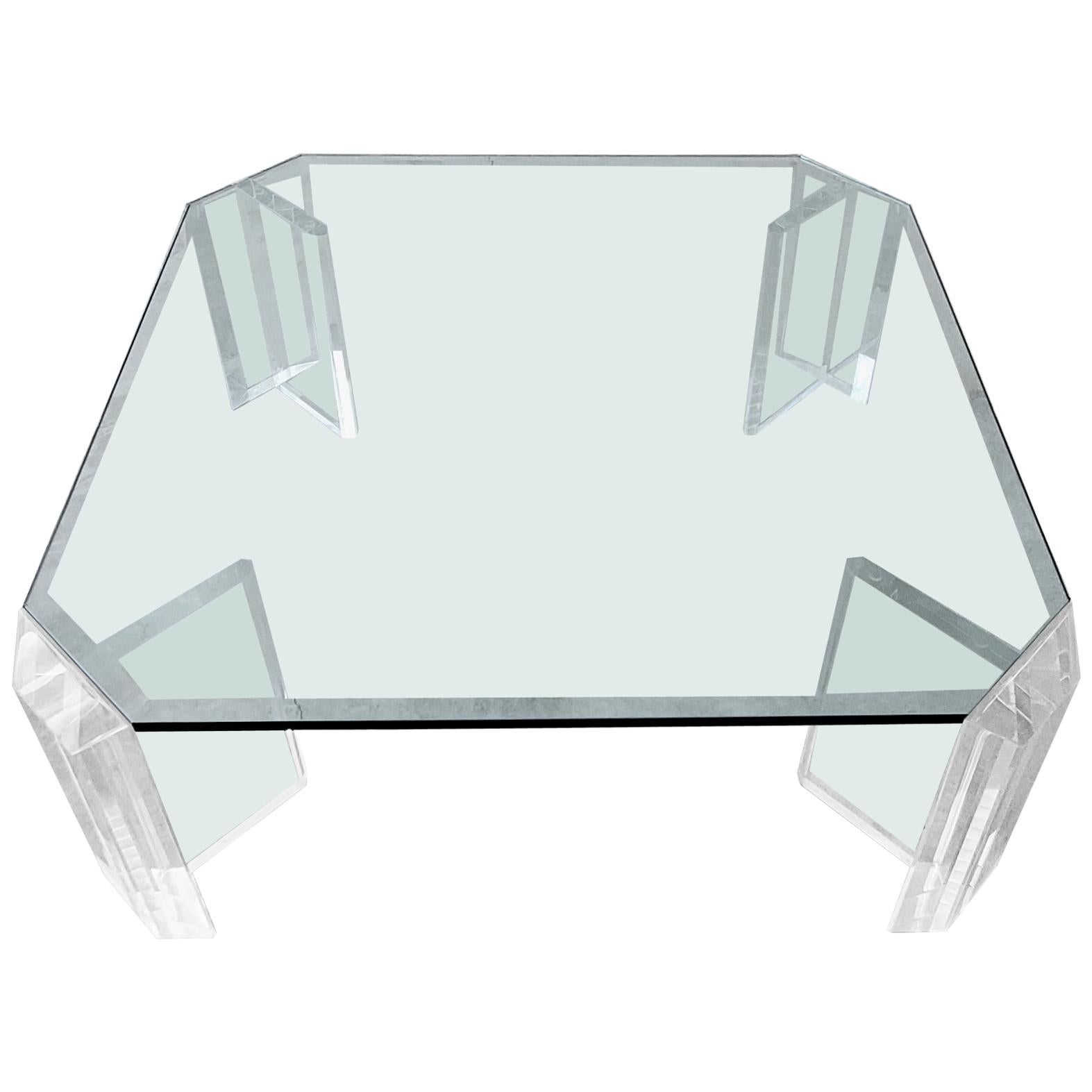 Thick Lucite Midcentury Coffee Table by Charles Hollis Jones